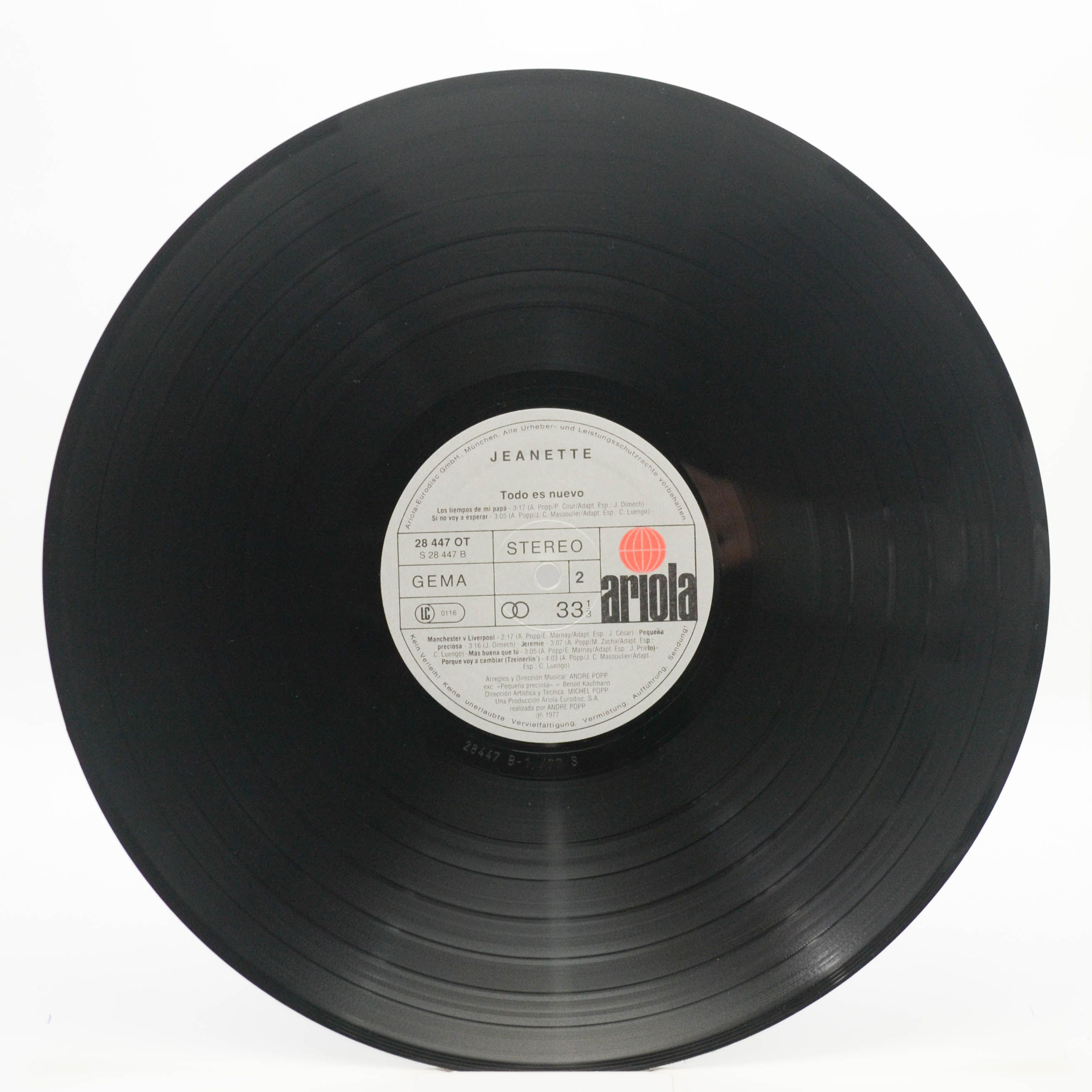 Виниловая пластинка Jeanette — Todo Es Nuevo, 1977