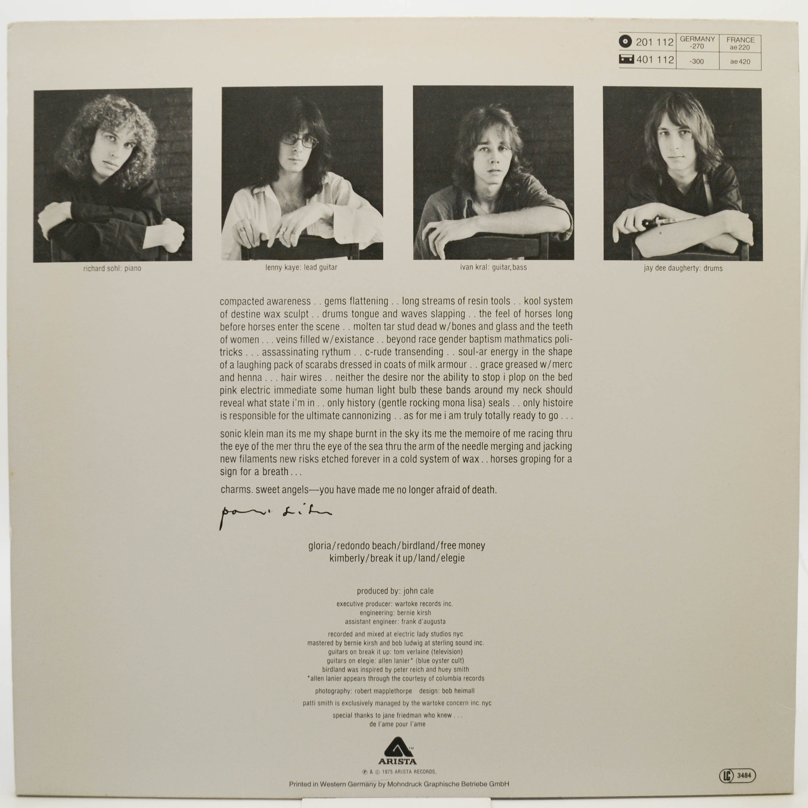 Виниловая пластинка Patti Smith — Horses, 1975