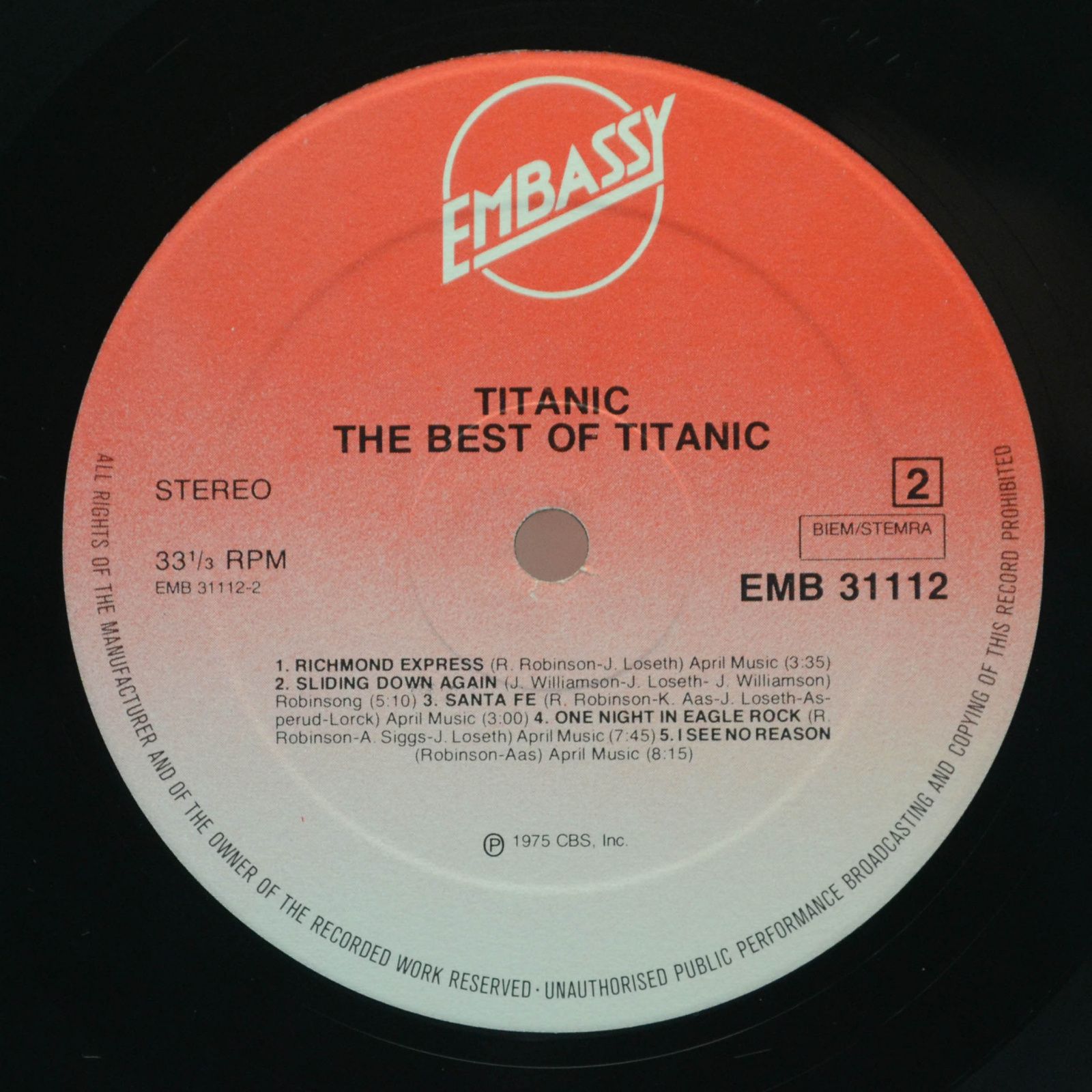 Виниловая пластинка Titanic — The Best Of Titanic, 1975