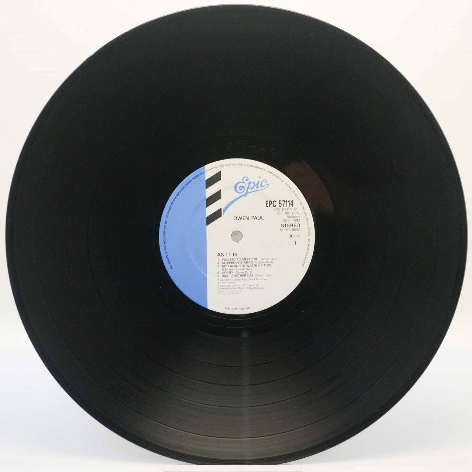 Виниловая пластинка Owen Paul — As It Is ..., 1986