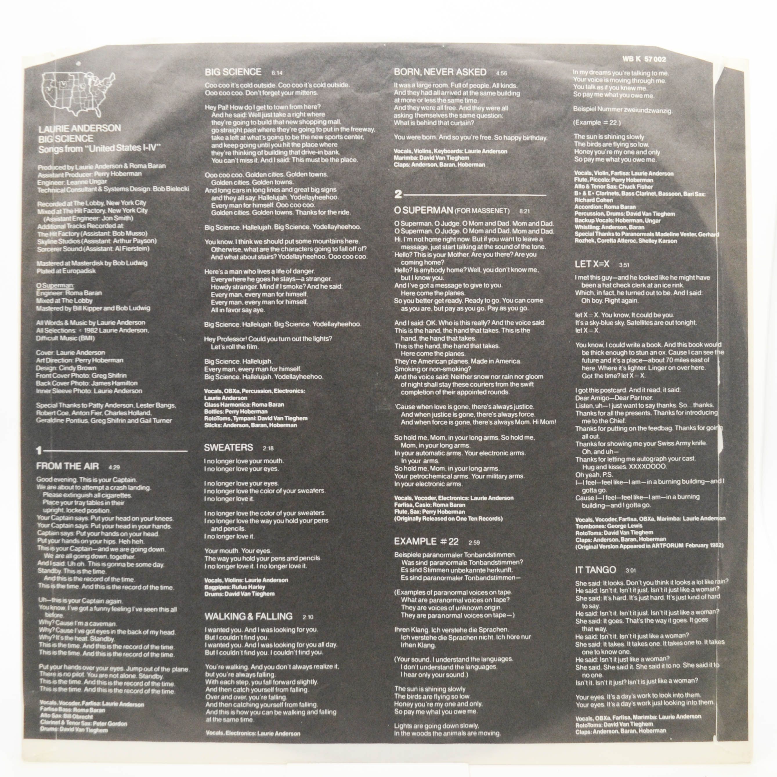 Виниловая пластинка Laurie Anderson — Big Science, 1982