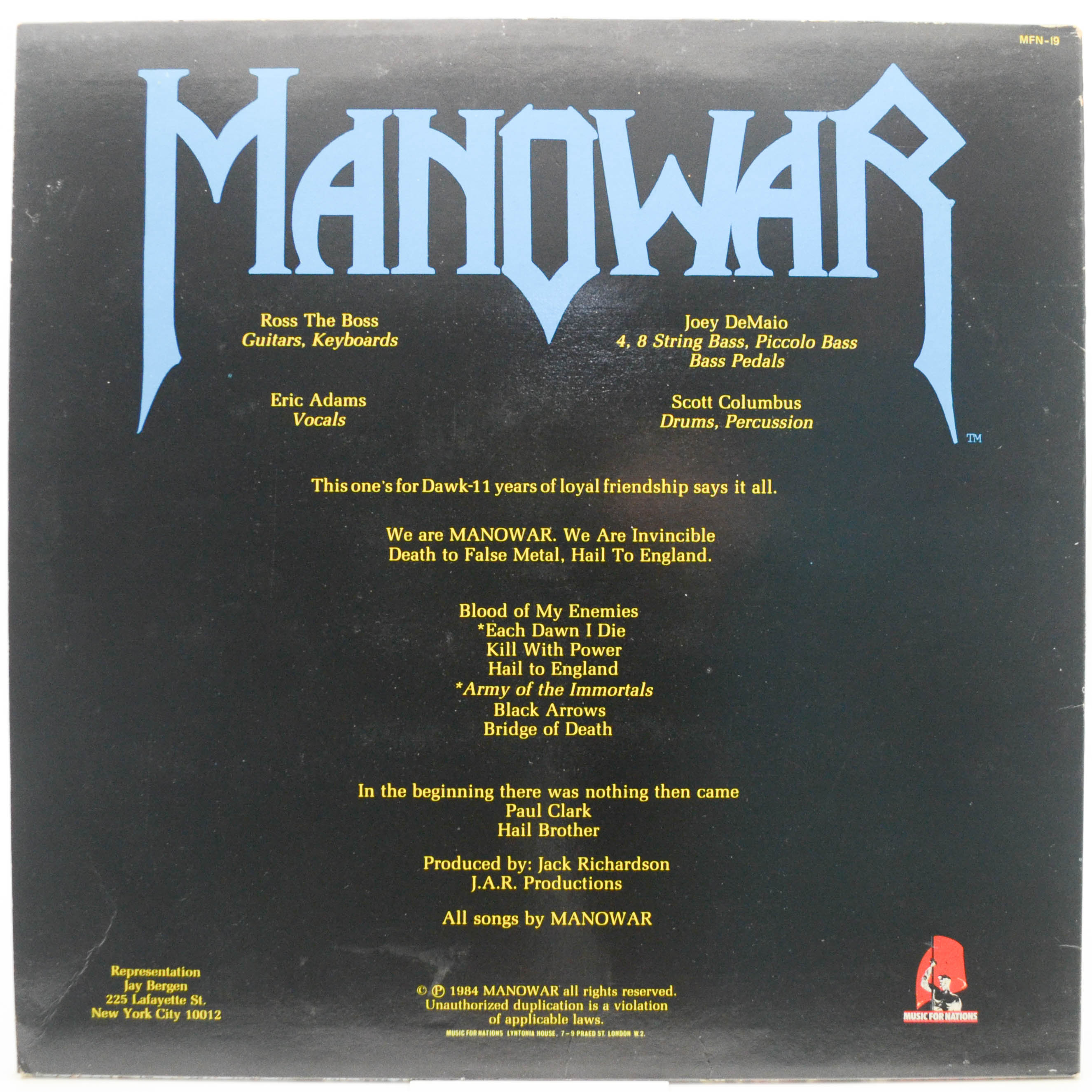 Manowar — Hail To England (UK), 1984