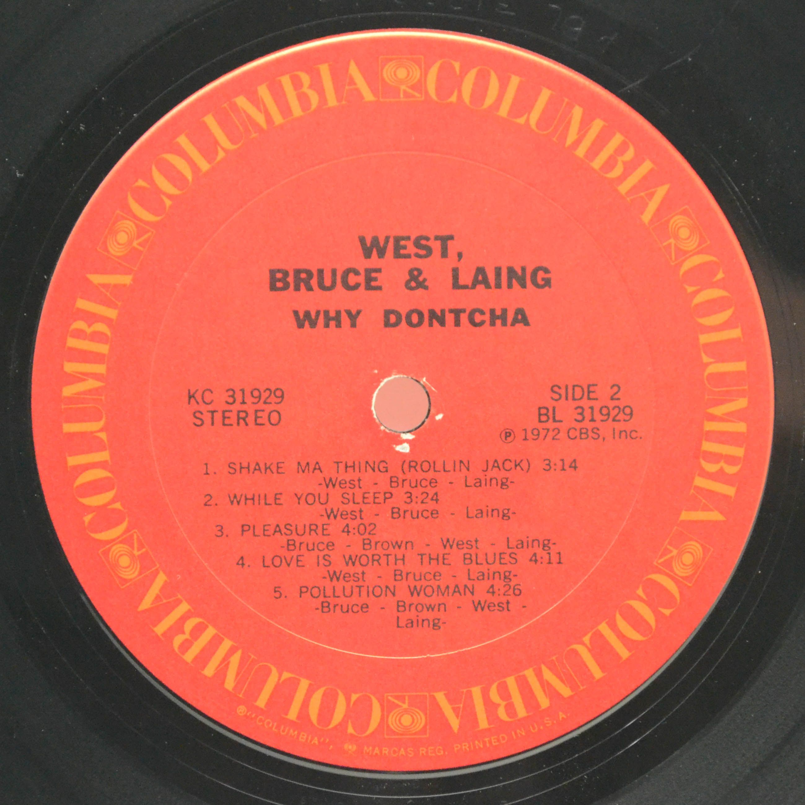 Виниловая пластинка West, Bruce & Laing — Why Dontcha (USA), 1972