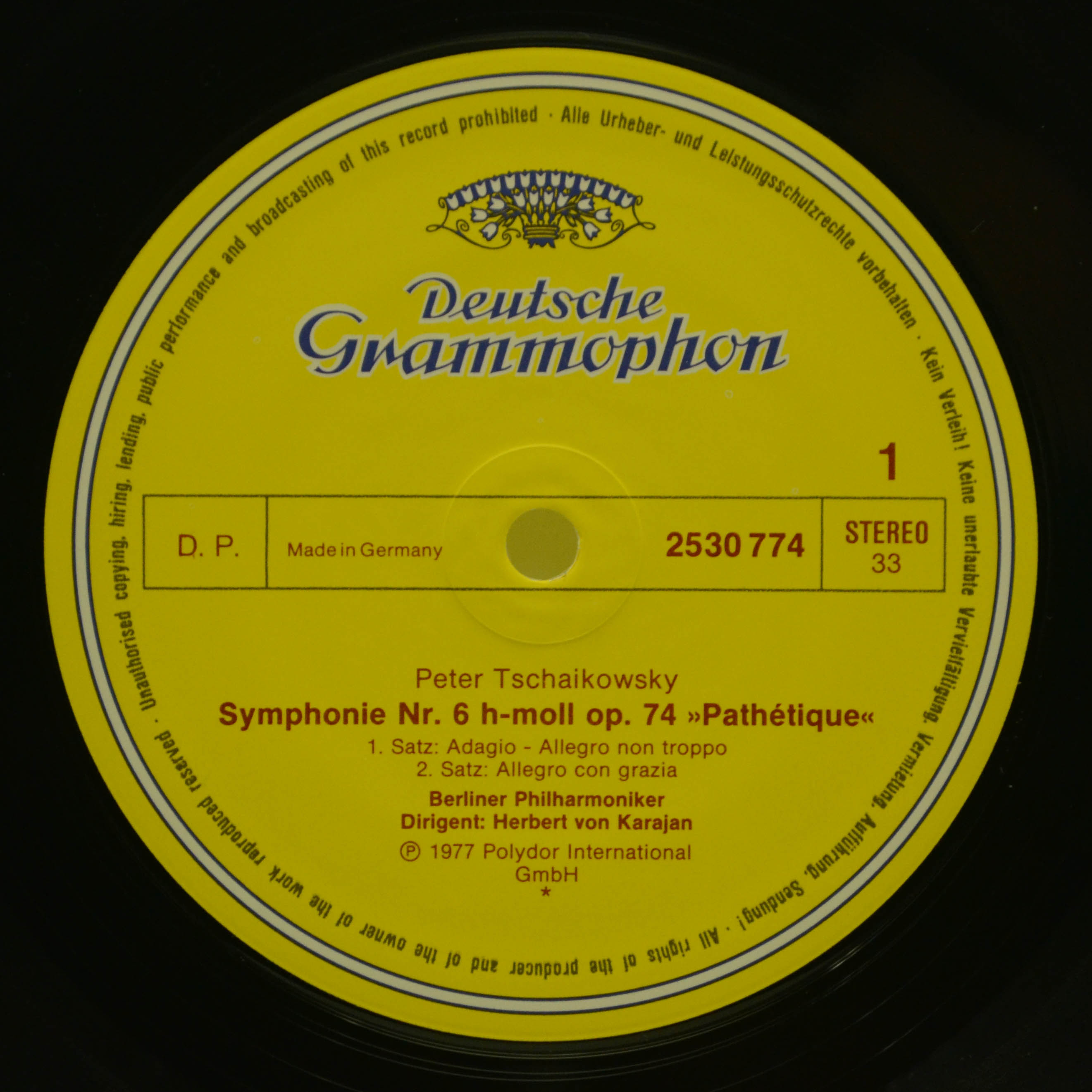Peter I. Tschaikowsky, Berliner Philharmoniker, Herbert Von Karajan — Symphonie Nr. 6 "Pathétique", 1977