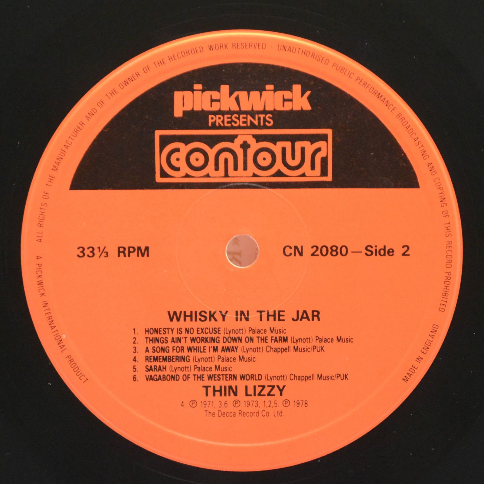 Виниловая пластинка Thin Lizzy — Whisky In The Jar (UK), 1986