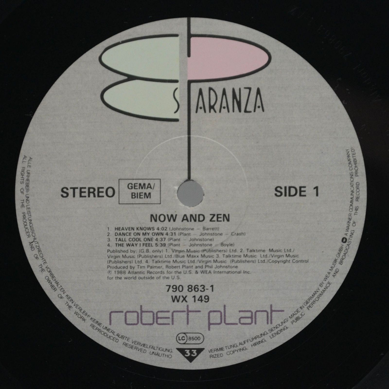 Виниловая пластинка Robert Plant — Now And Zen, 1988