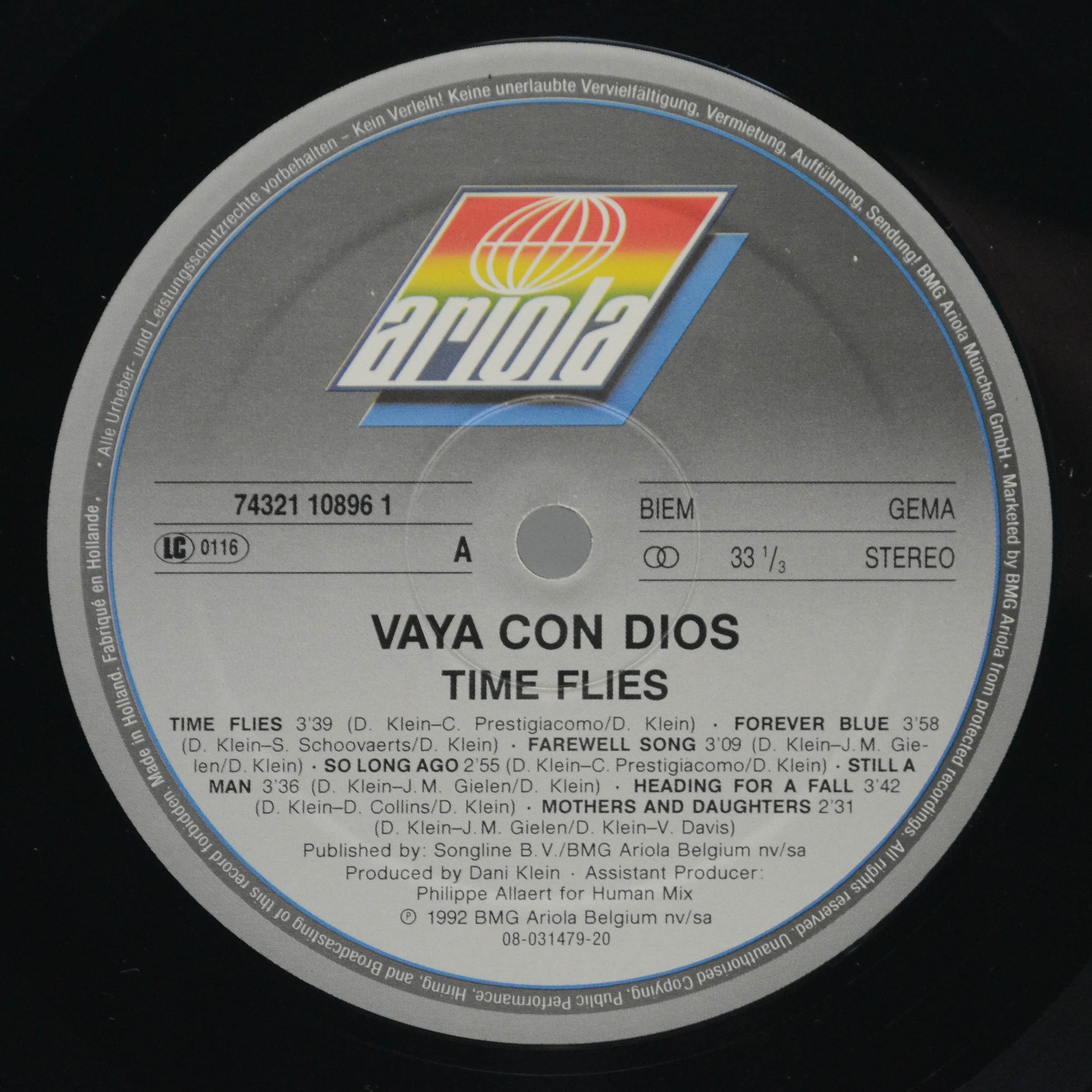 Виниловая пластинка Vaya Con Dios — Time Flies, 1992