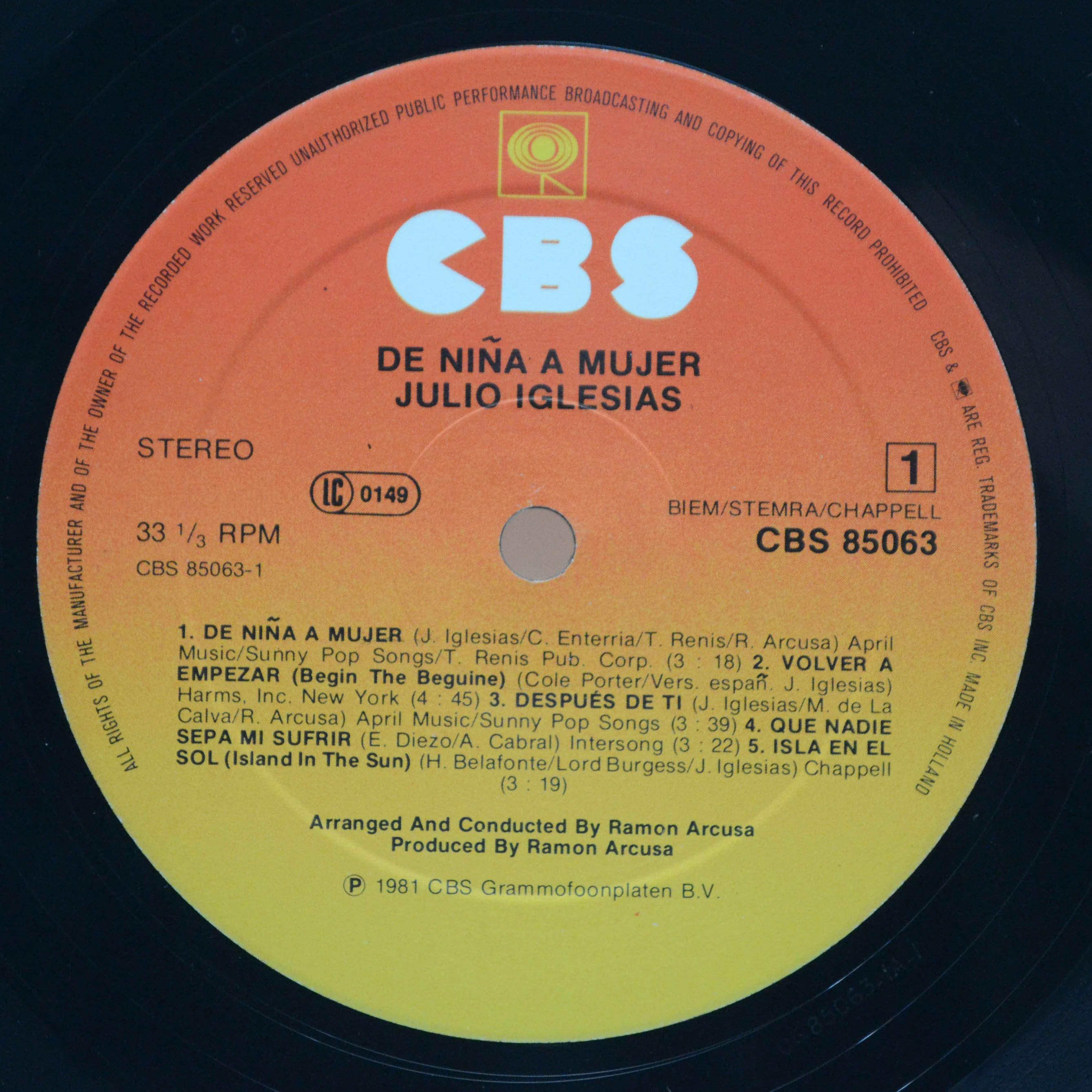 Julio Iglesias — De Niña A Mujer, 1981