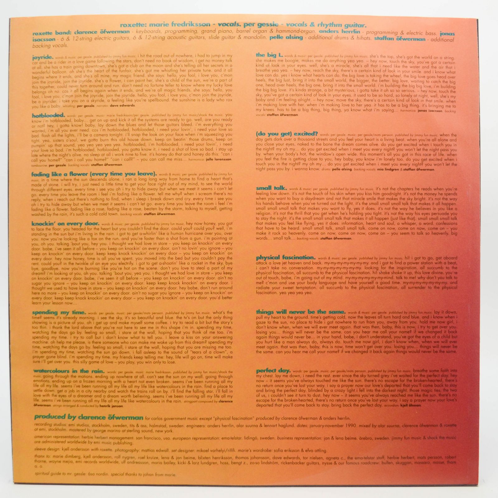 Roxette — Joyride (Sweden), 1991