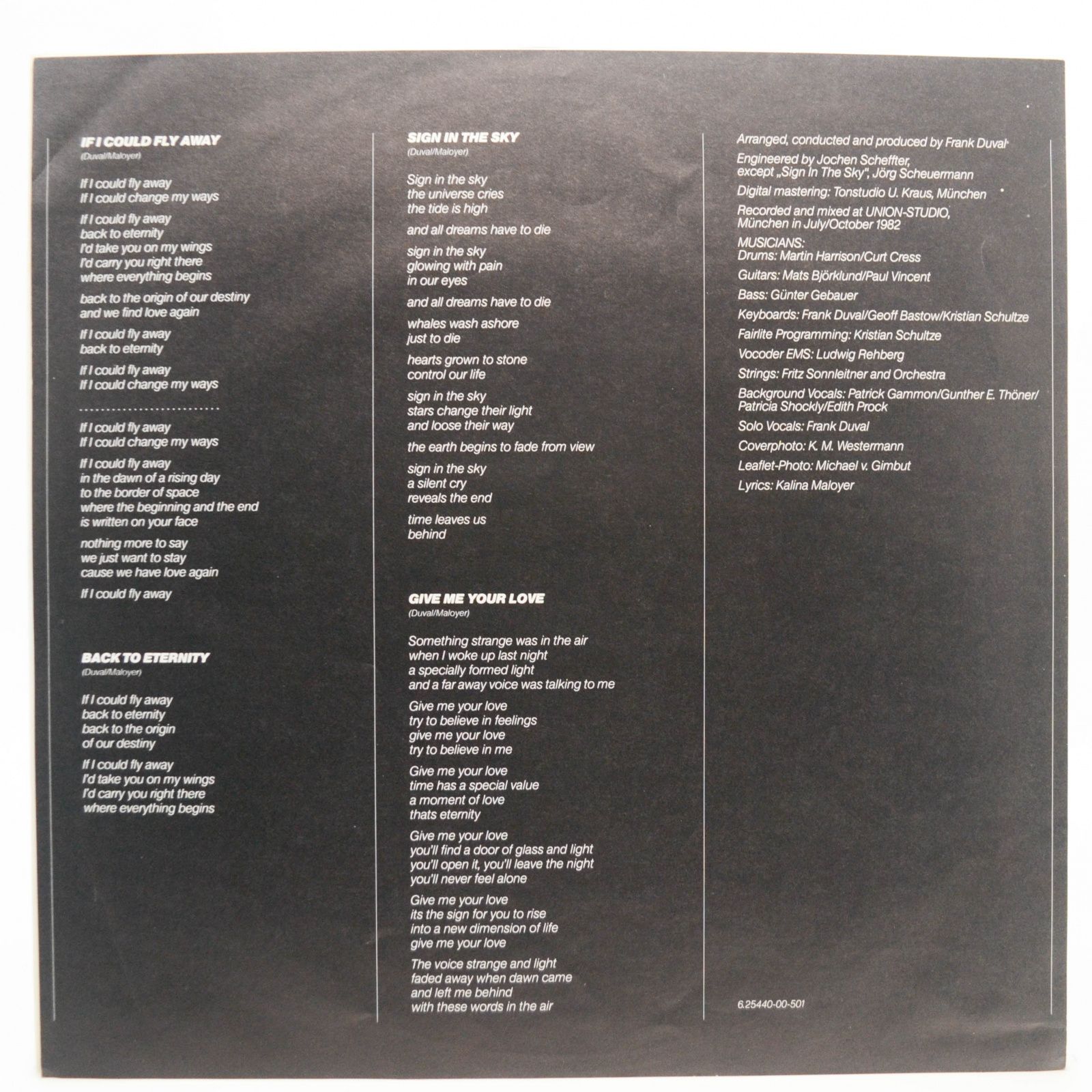 Виниловая пластинка Frank Duval — If I Could Fly Away, 1983
