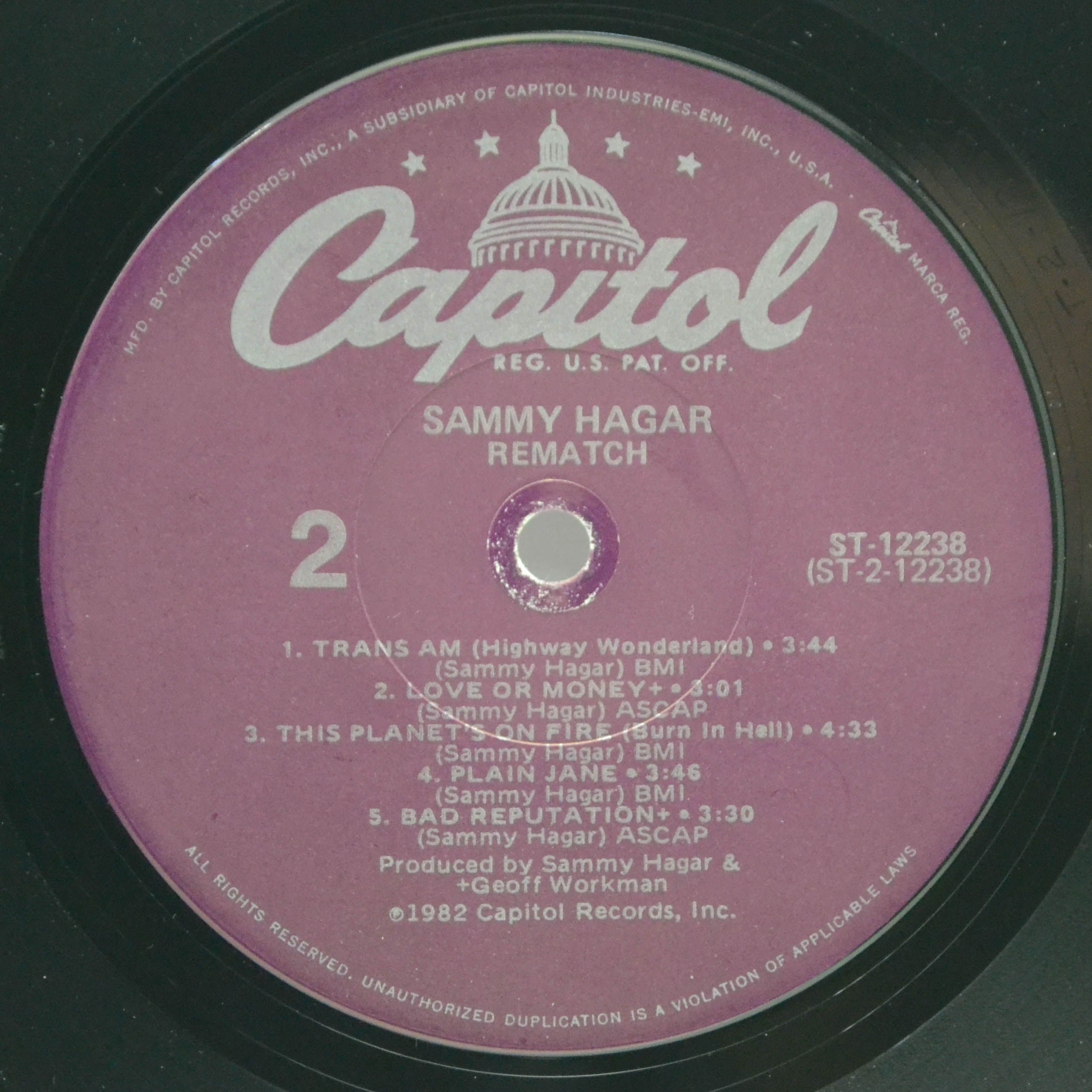Виниловая пластинка Sammy Hagar — Rematch, 1982