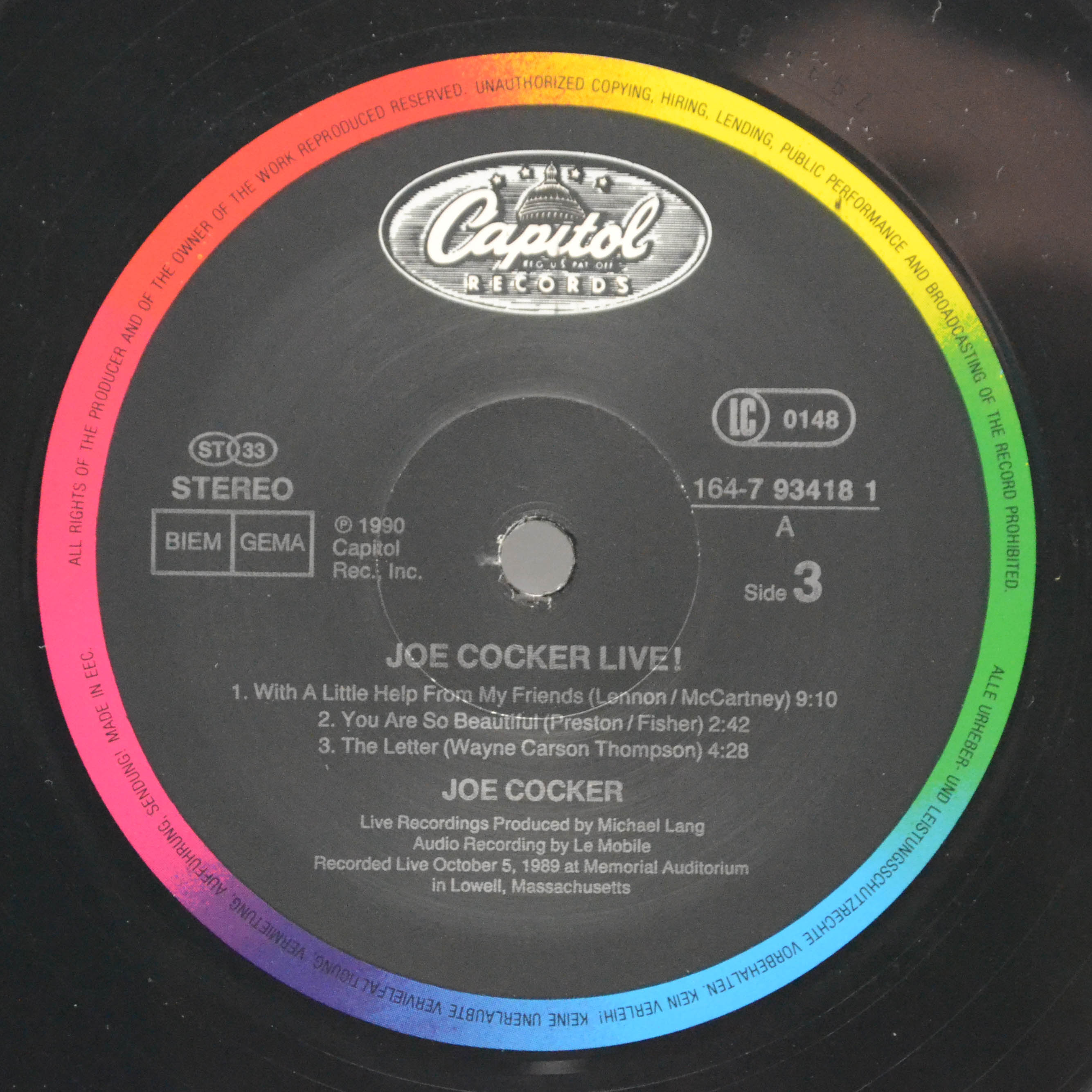 Joe Cocker — Joe Cocker Live! (2LP), 1990