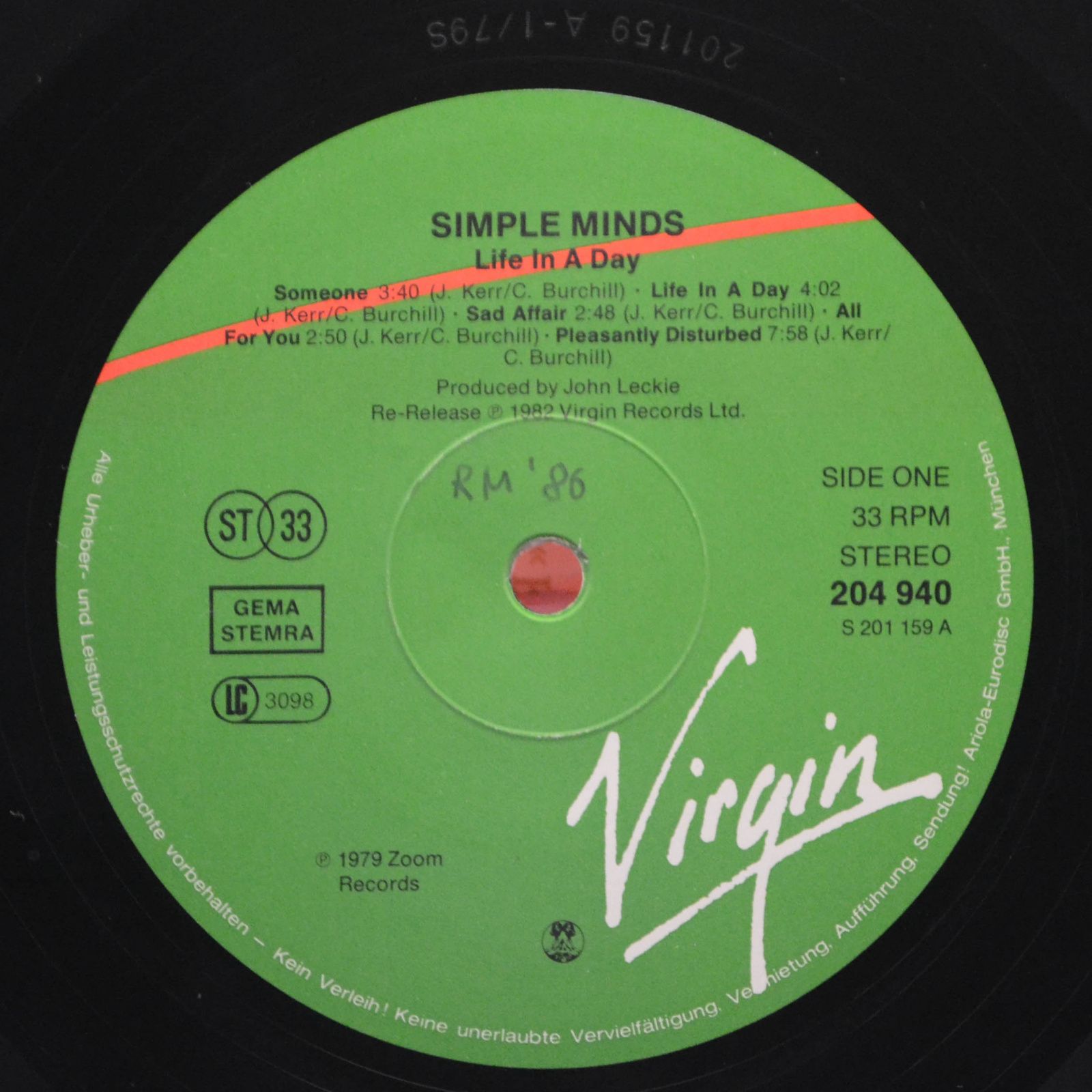 Виниловая пластинка Simple Minds — Life In A Day, 1984