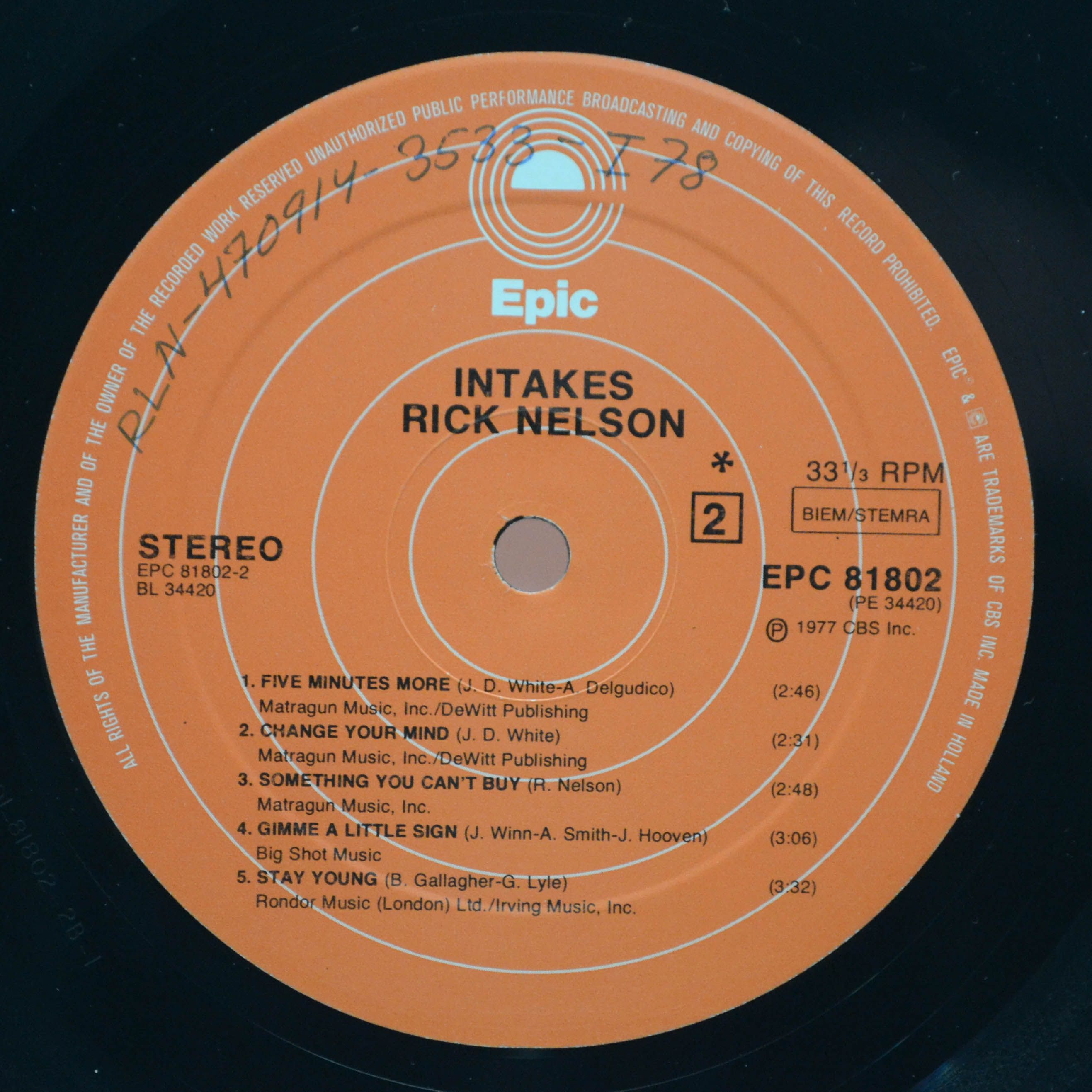 Виниловая пластинка Rick Nelson — Intakes, 1977