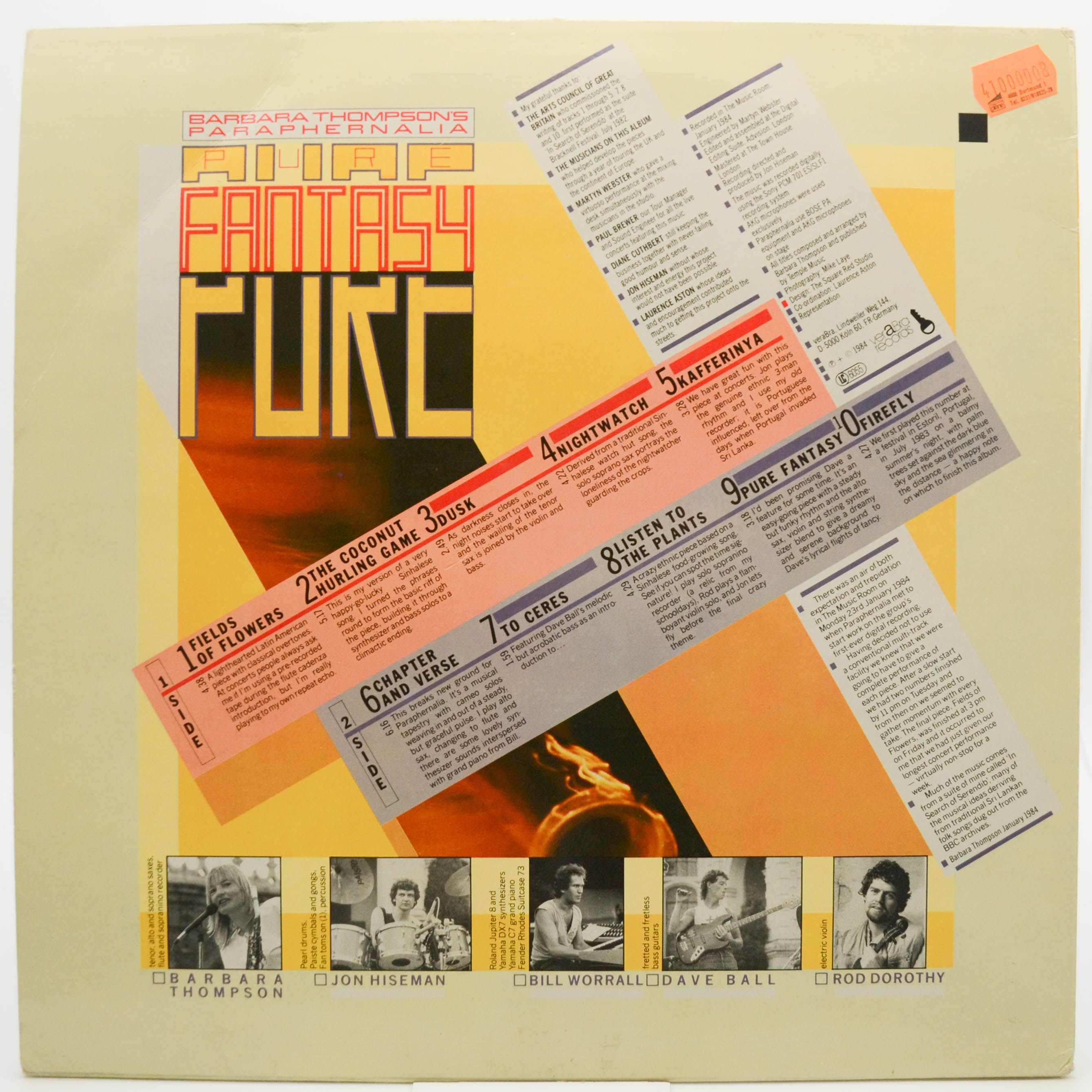 Виниловая пластинка Barbara Thompson's Paraphernalia — Pure Fantasy, 1984