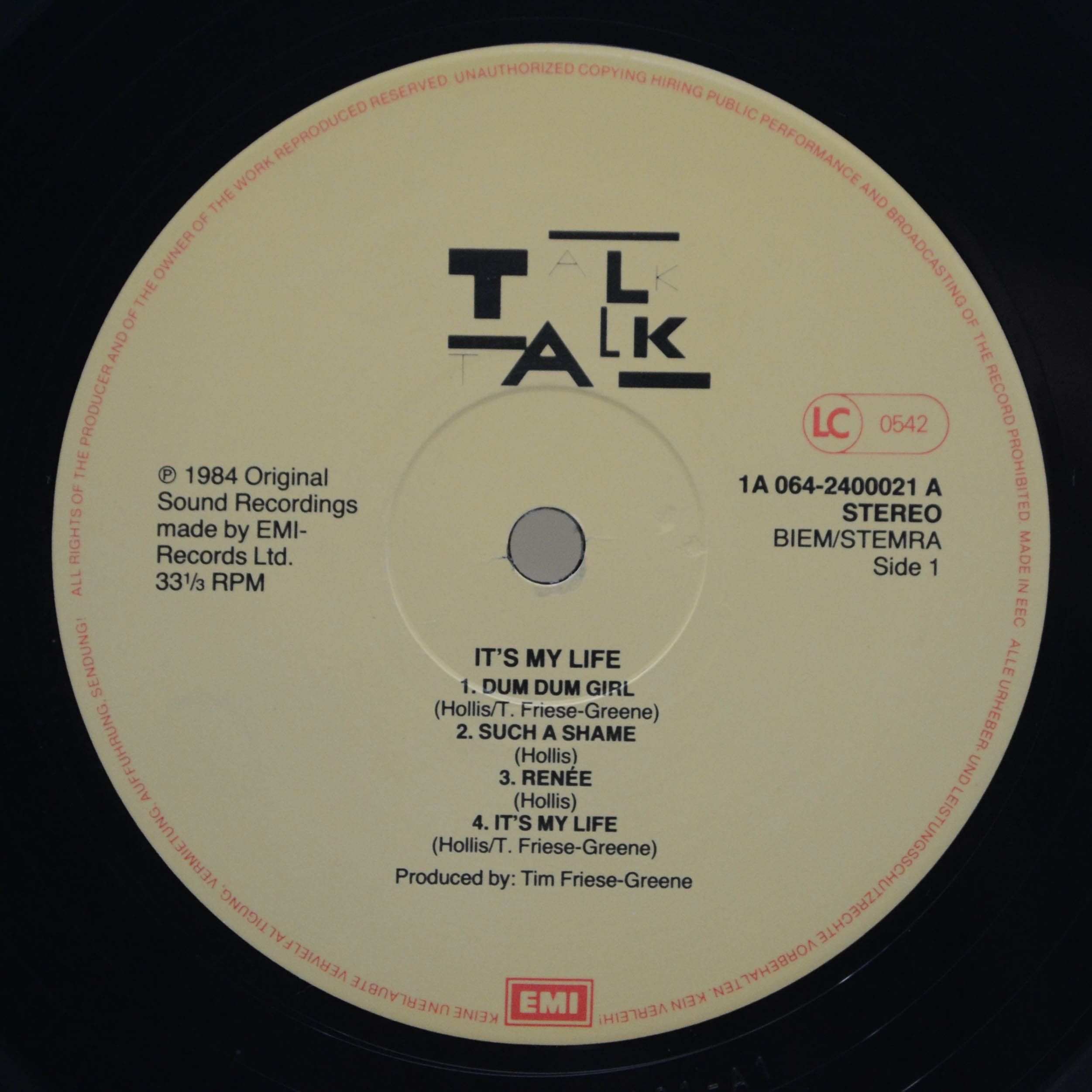 Виниловая пластинка Talk Talk — It's My Life, 1984