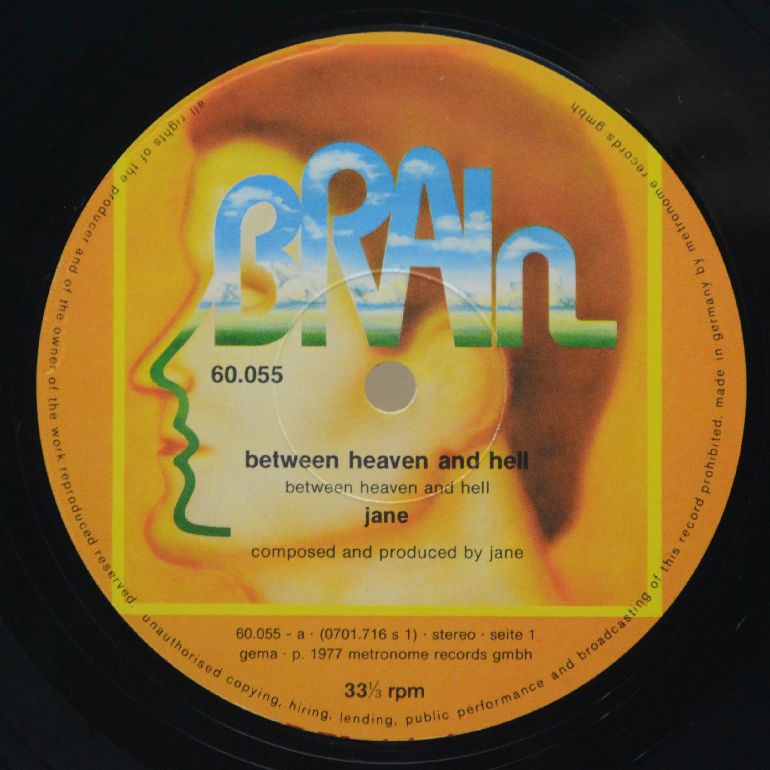Виниловая пластинка Jane — Between Heaven And Hell (1-st, Germany), 1977