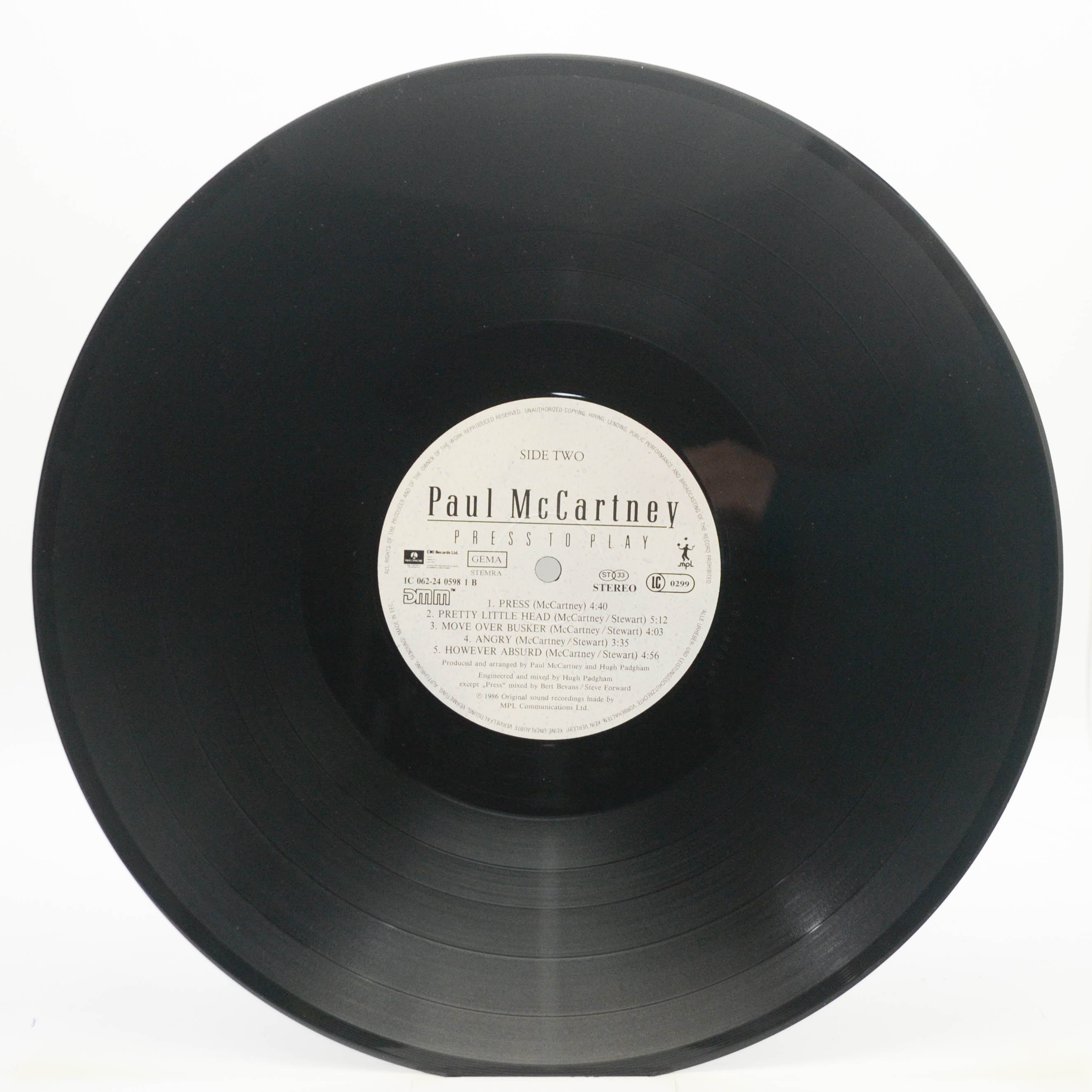 Виниловая пластинка Paul McCartney — Press To Play, 1986