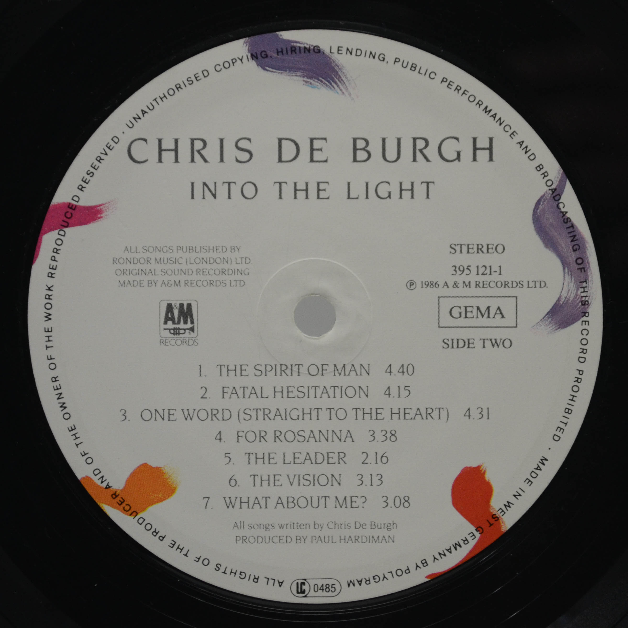 Виниловая пластинка Chris de Burgh — Into The Light, 1986