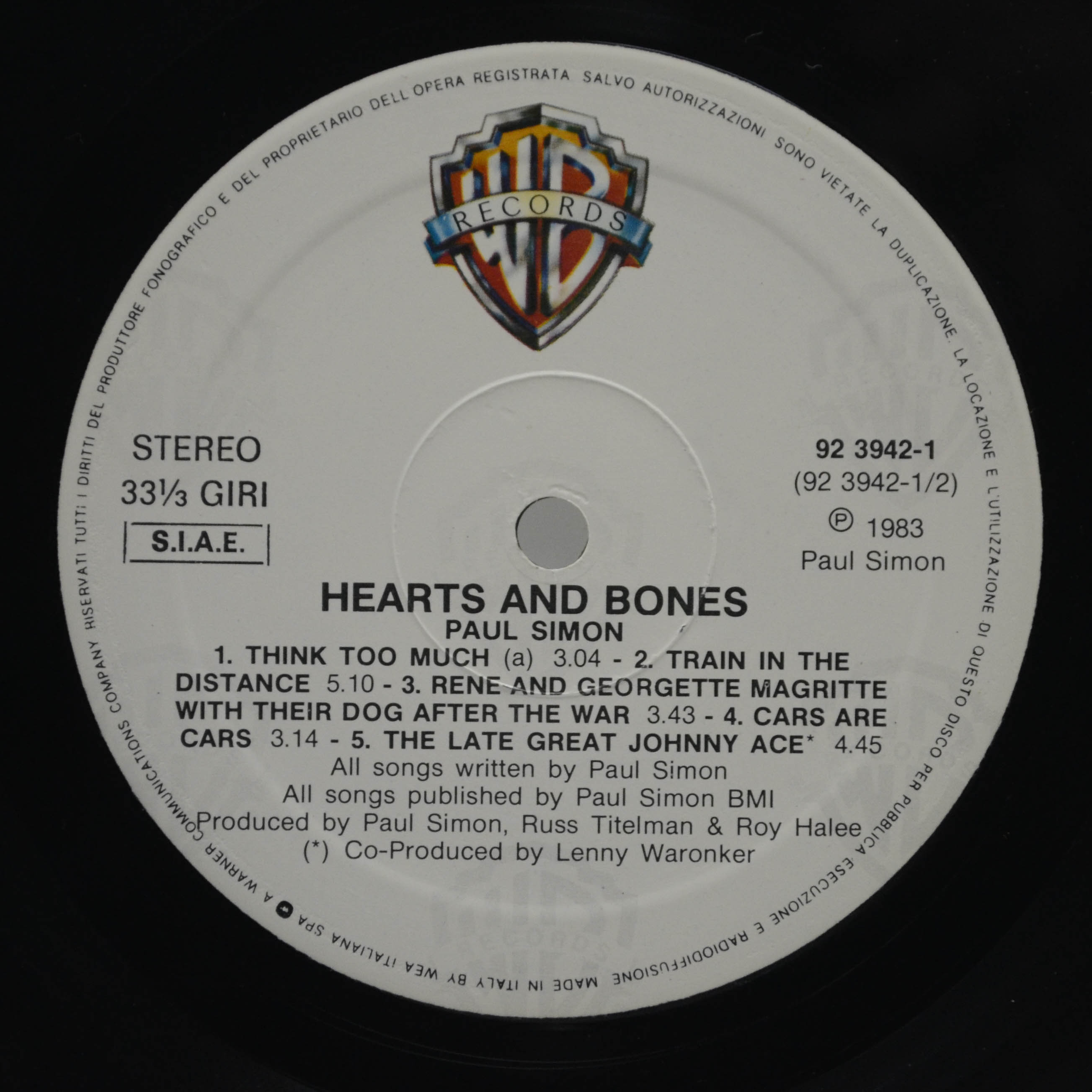 Виниловая пластинка Paul Simon — Hearts And Bones, 1983
