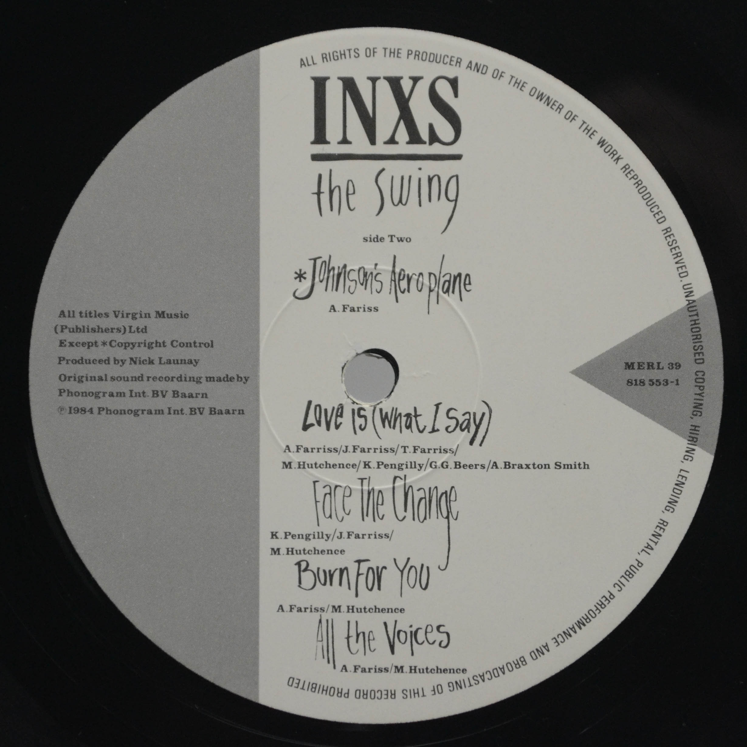 Виниловая пластинка INXS — The Swing, 1984