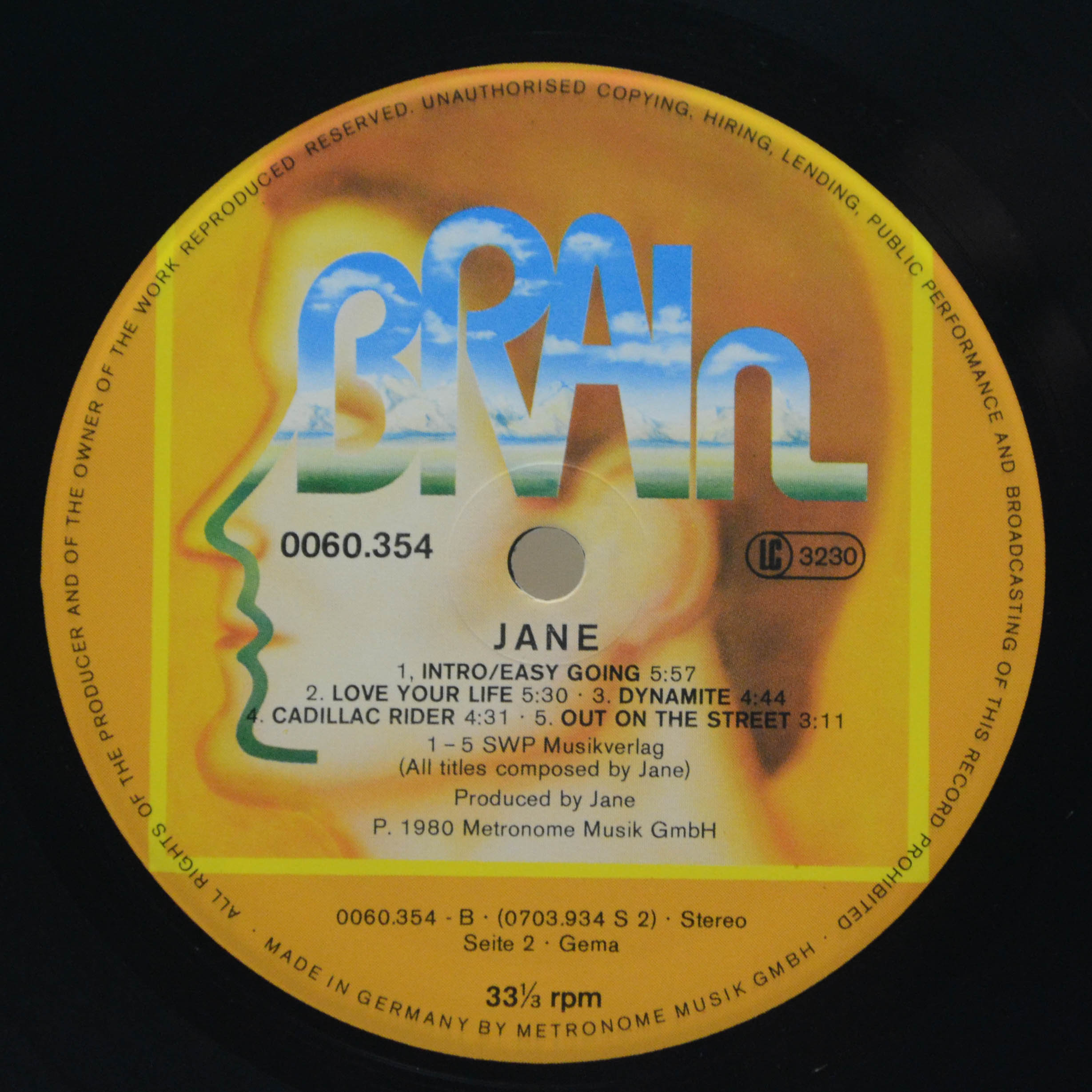 Виниловая пластинка Jane — Jane (1-st, Germany), 1980