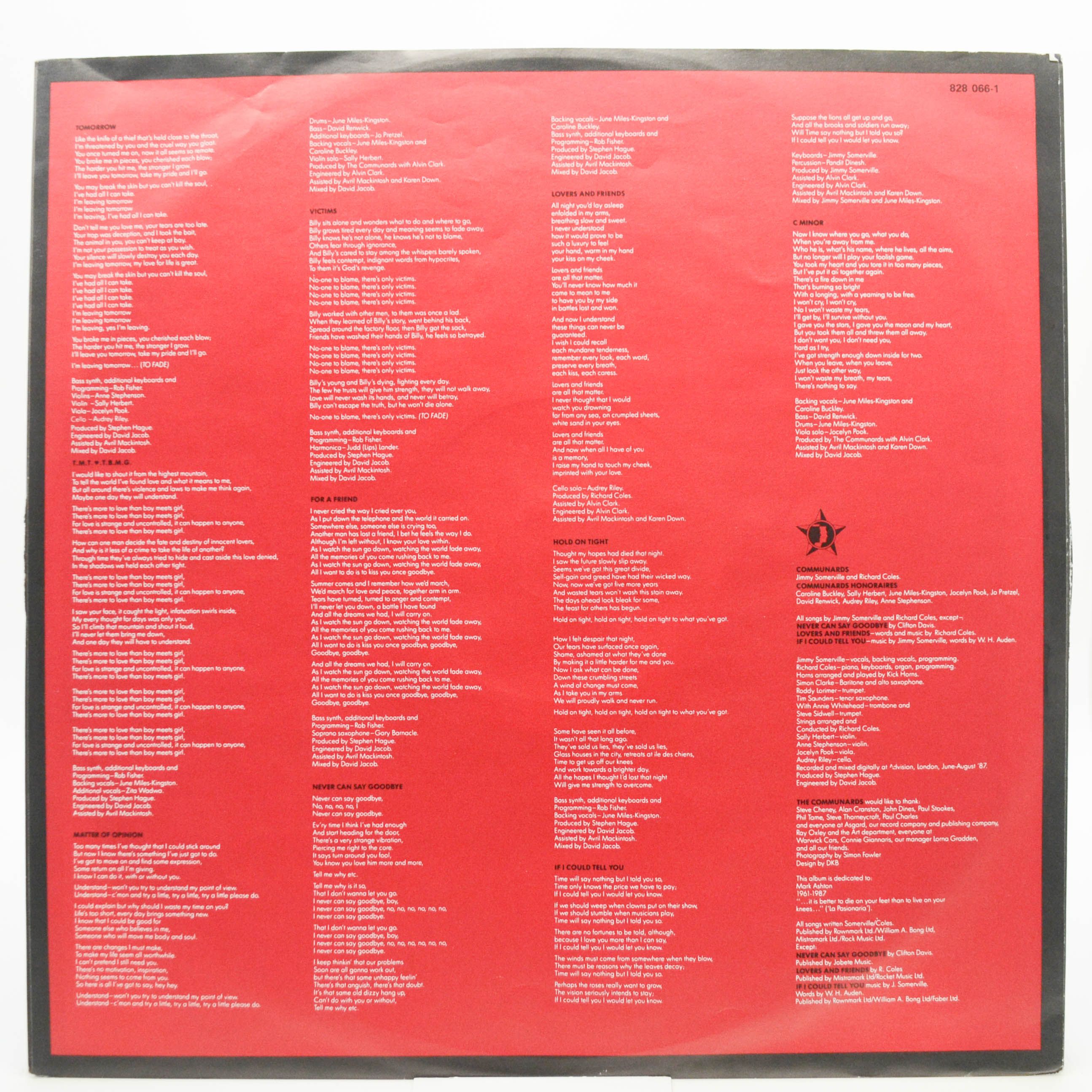 Виниловая пластинка Communards — Red, 1987