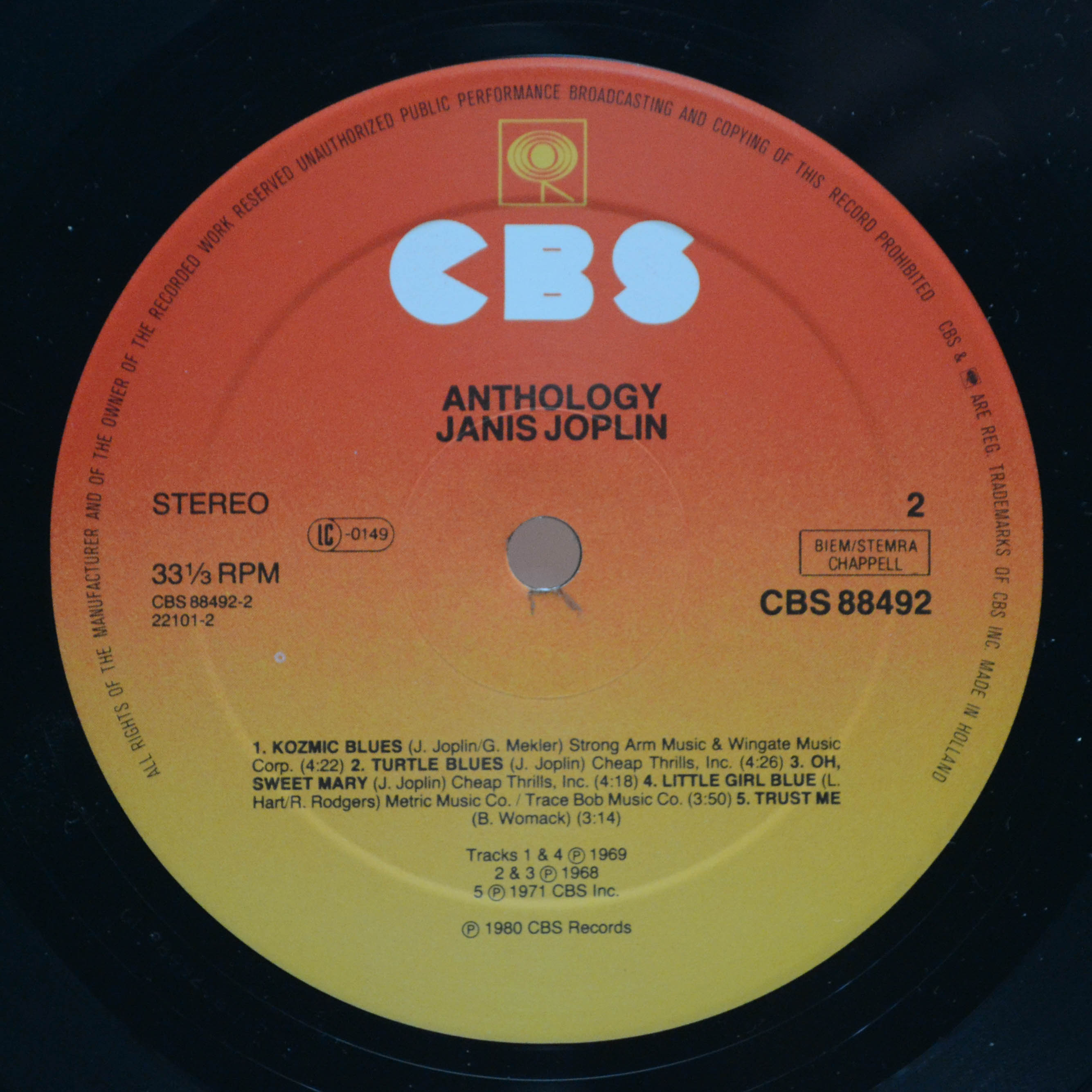 Janis Joplin — Anthology (2LP), 1980