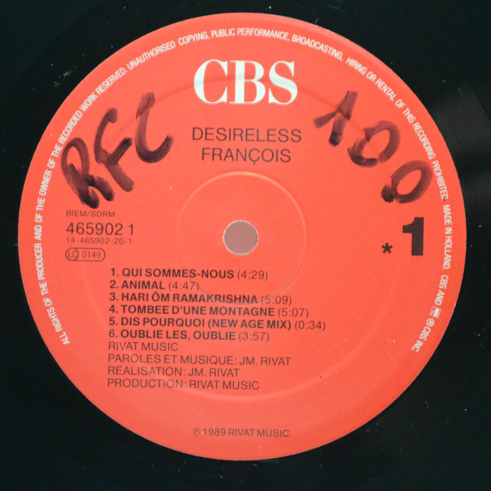 Desireless — François, 1989
