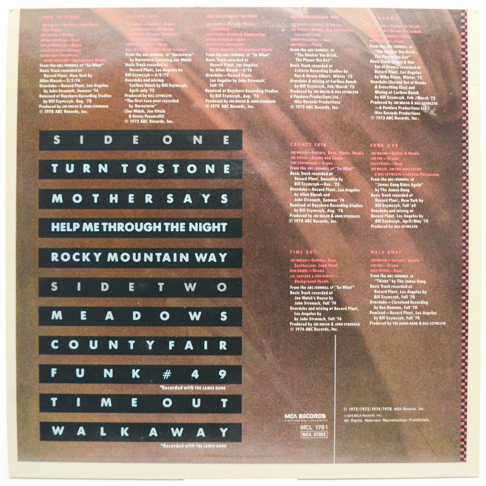 Виниловая пластинка Joe Walsh — The Best Of Joe Walsh, 1978