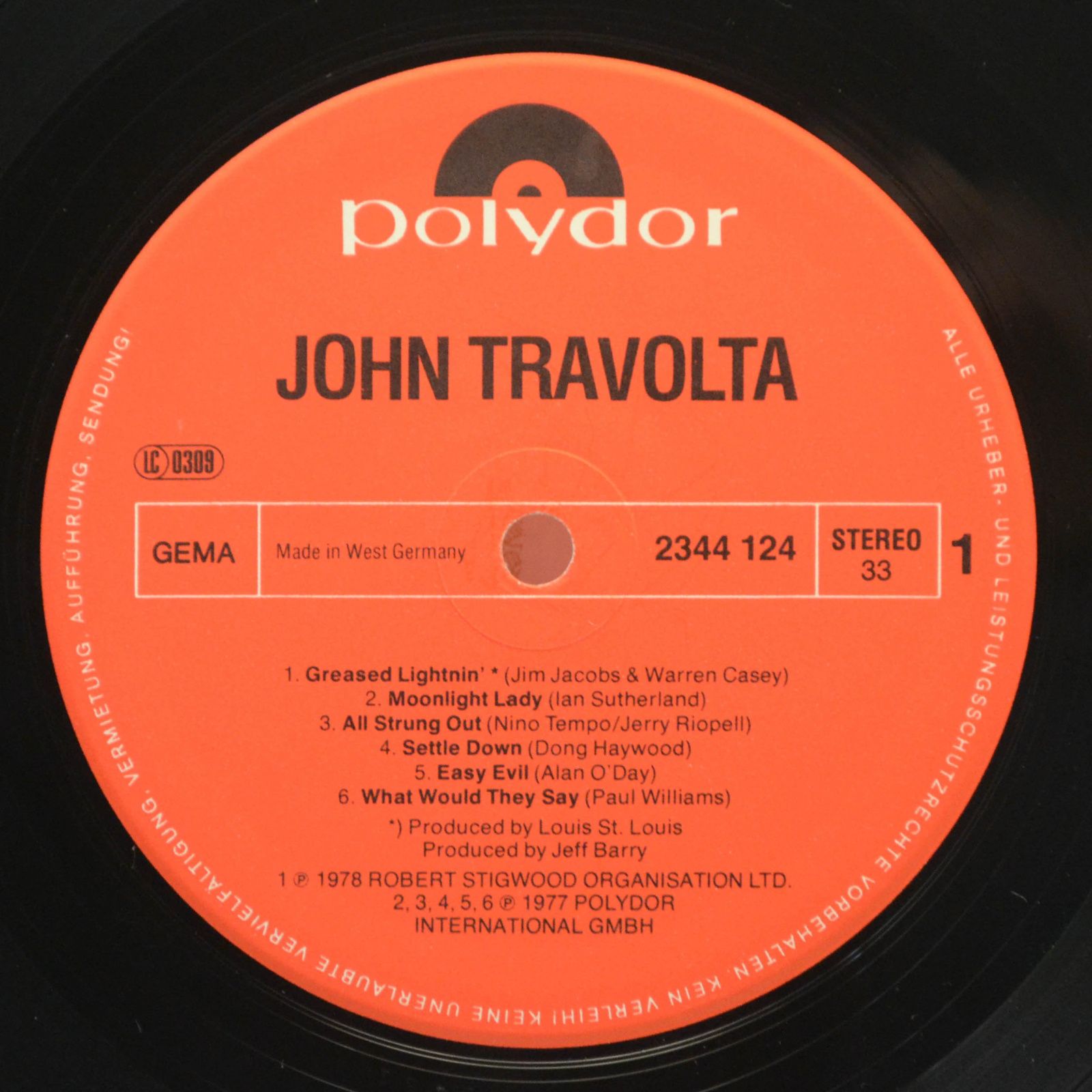 Виниловая пластинка John Travolta — John Travolta, 1978