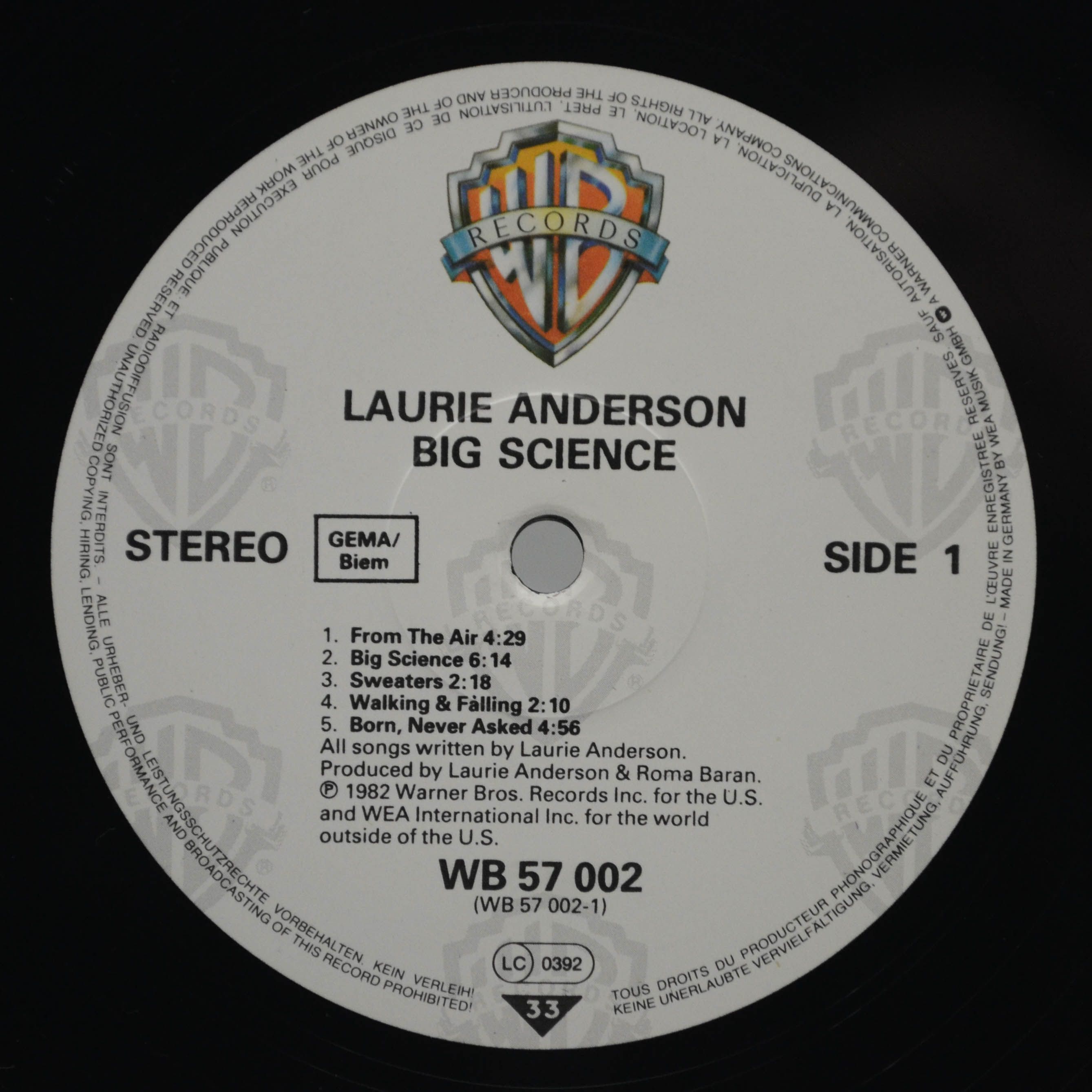 Виниловая пластинка Laurie Anderson — Big Science, 1982