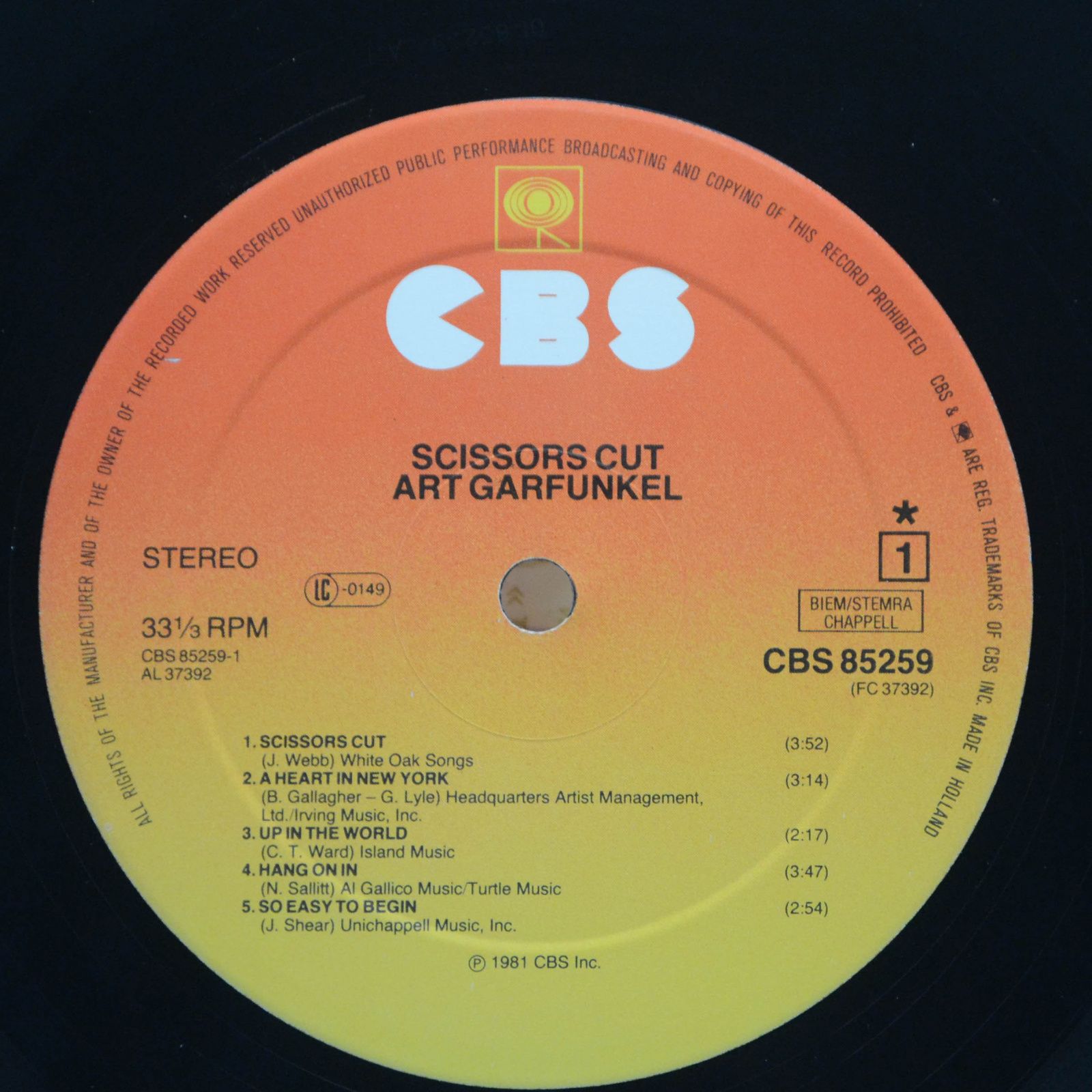 Art Garfunkel — Scissors Cut, 1981