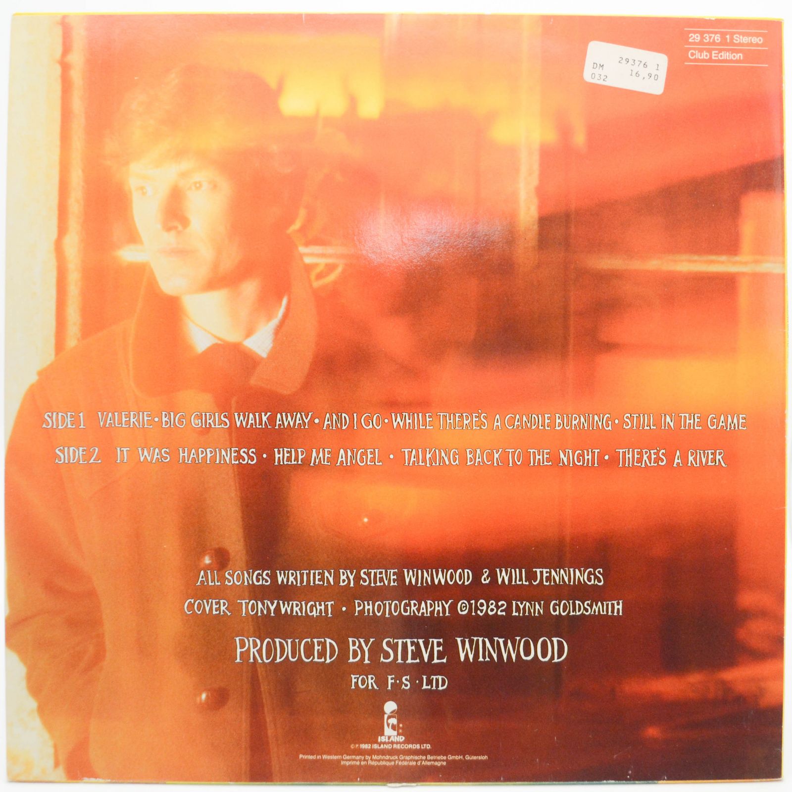 Виниловая пластинка Steve Winwood — Talking Back To The Night, 1982