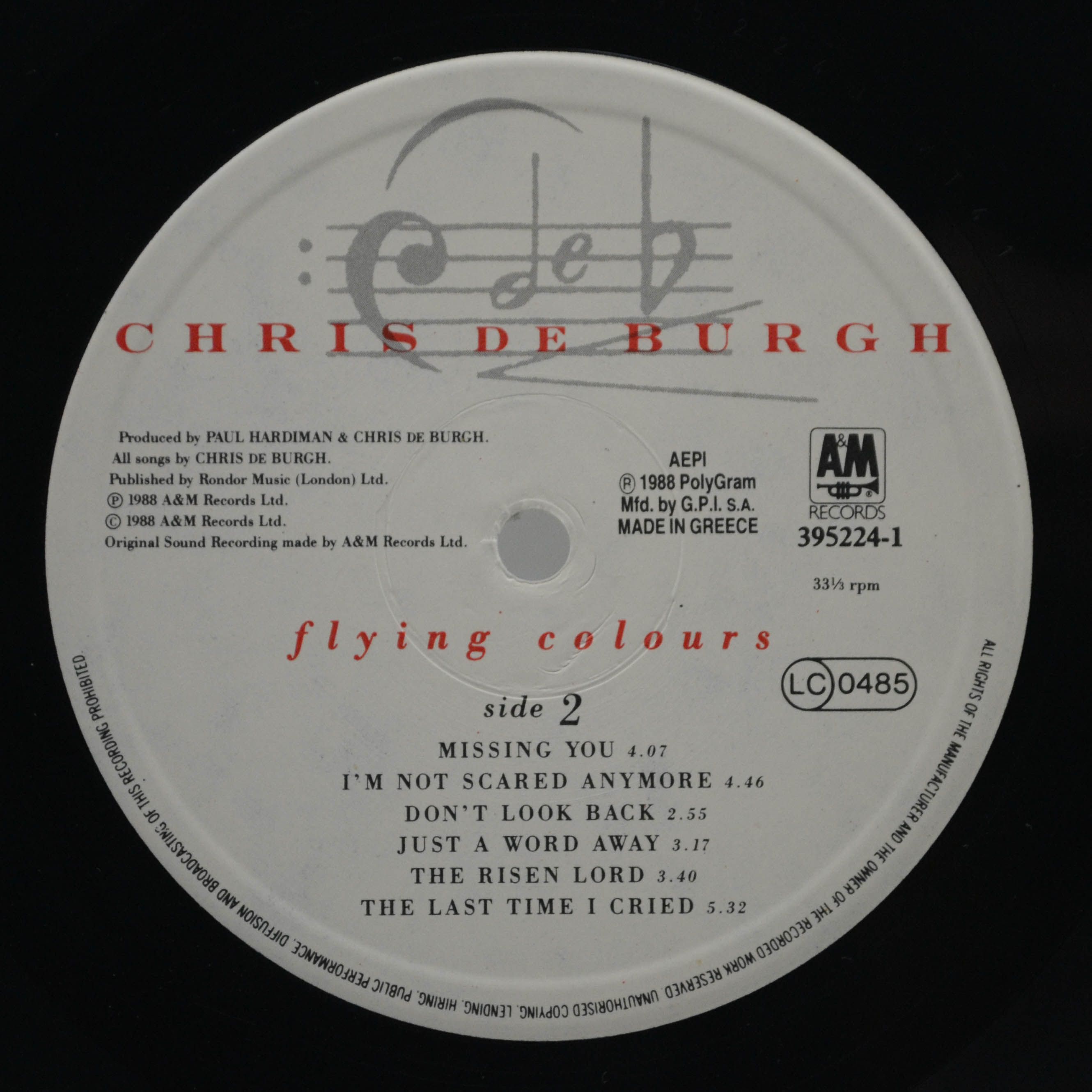 Виниловая пластинка Chris de Burgh — Flying Colours, 1988