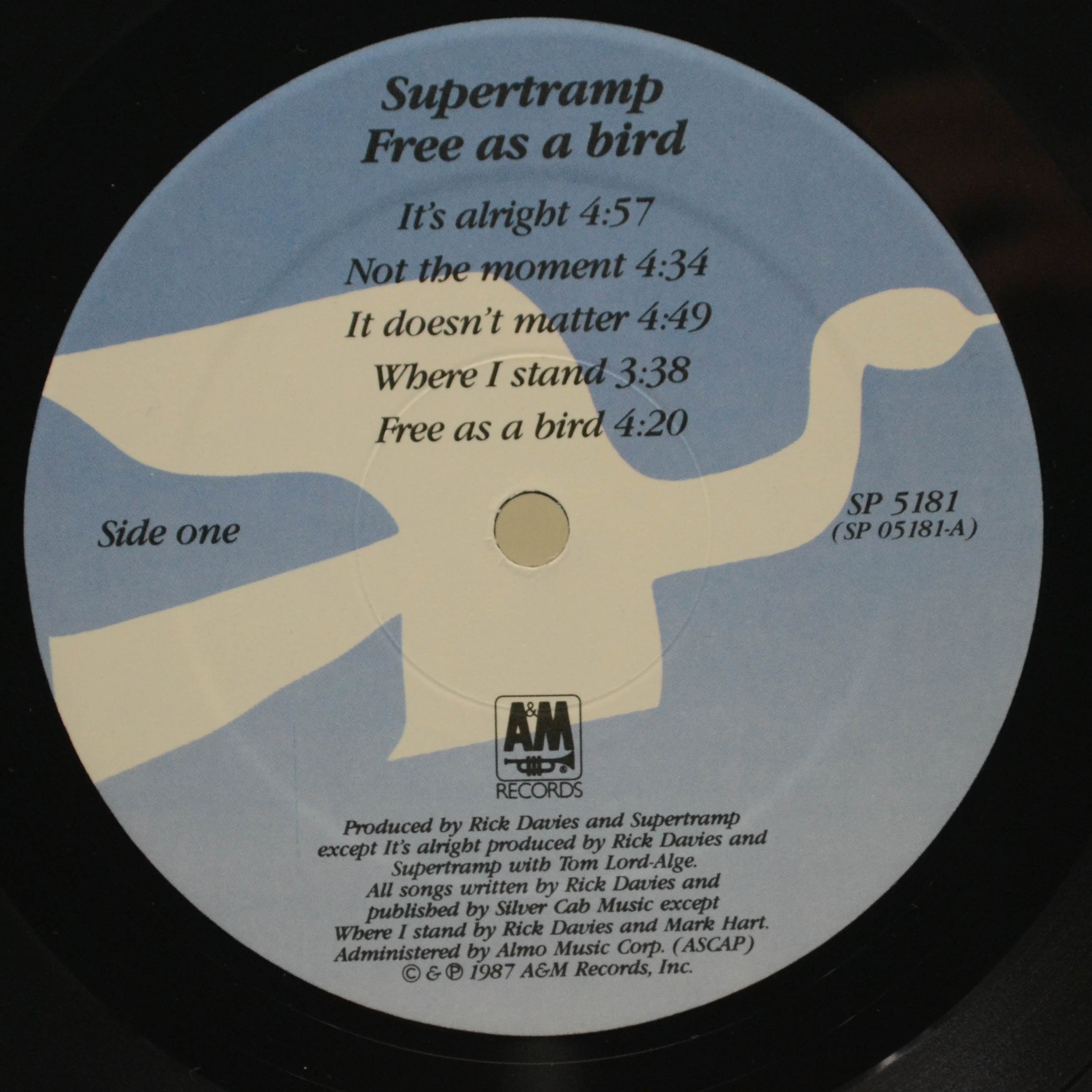 Виниловая пластинка Supertramp — Free As A Bird, 1987