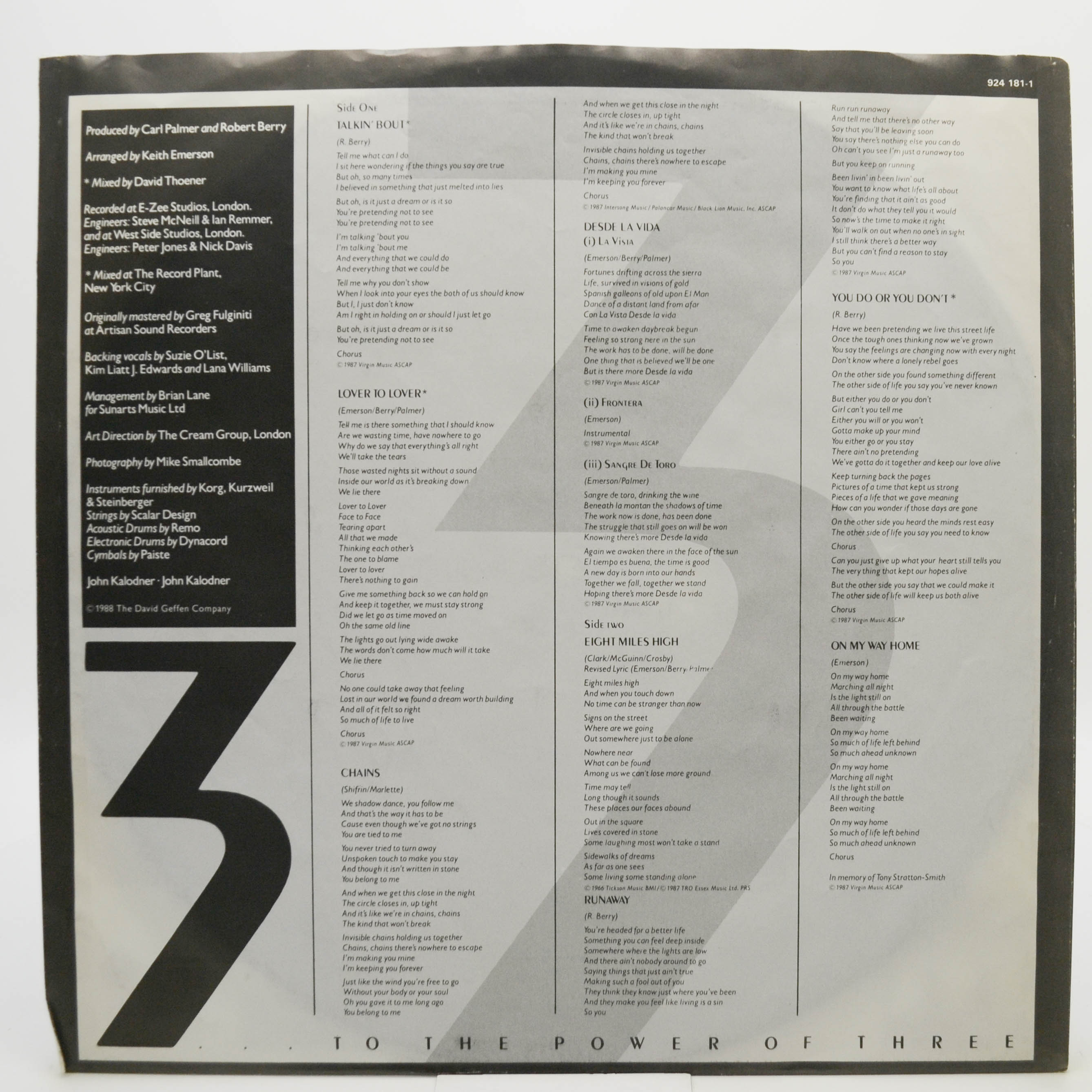 Виниловая пластинка 3 — … To The Power Of Three, 1988