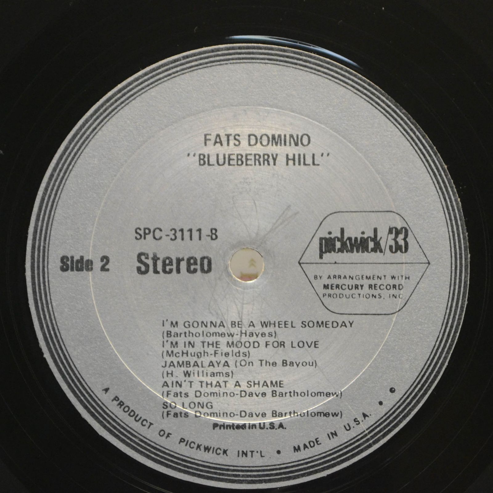 Виниловая пластинка Fats Domino — Blueberry Hill, 1967