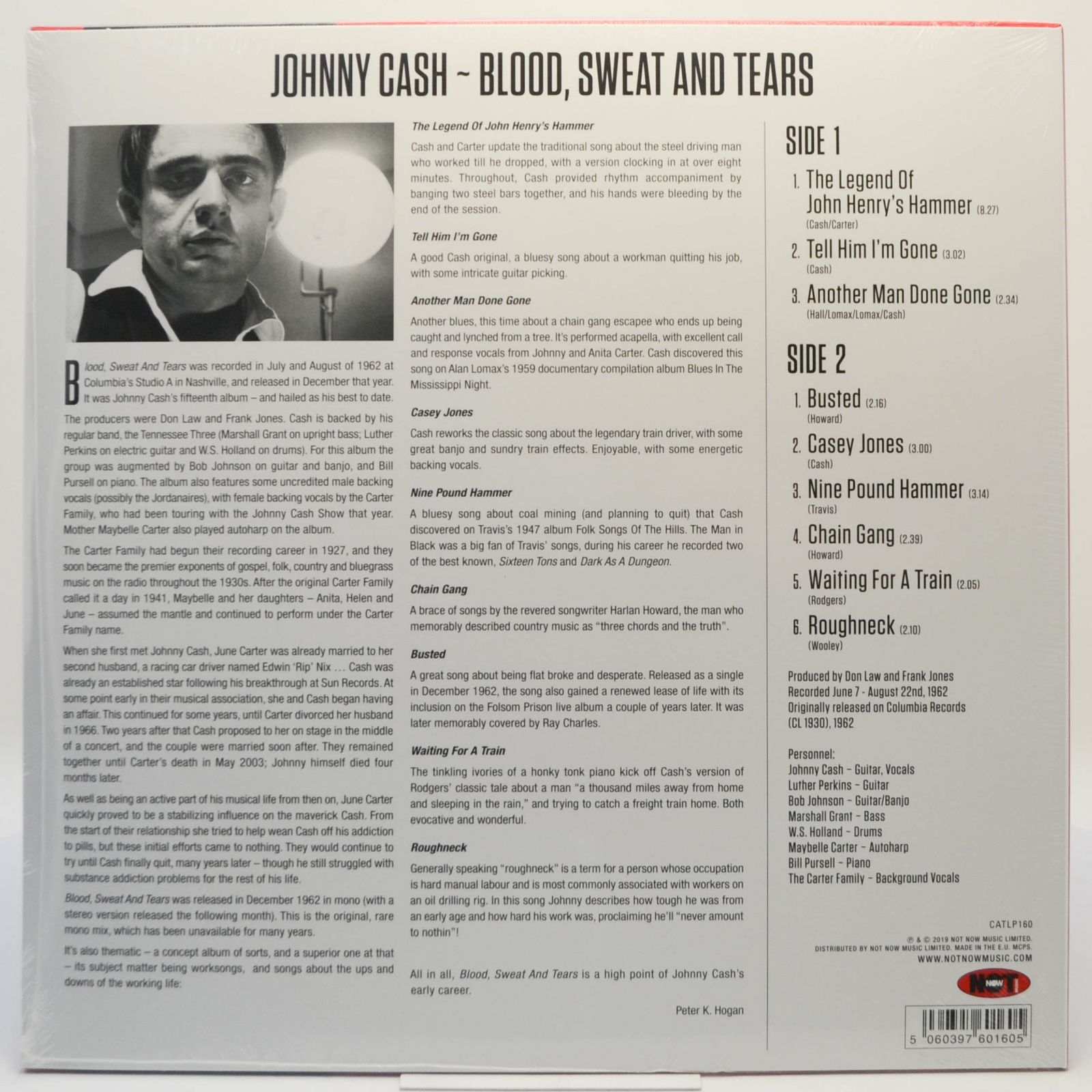 Виниловая пластинка Johnny Cash — Blood, Sweat And Tears, 2019