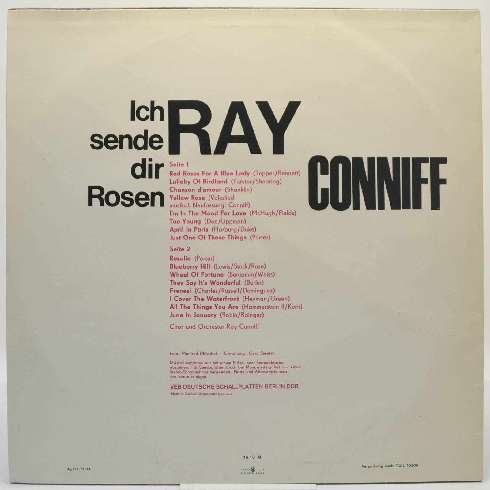 Виниловая пластинка Ray Conniff — Ich Sende Dir Rosen, 1974