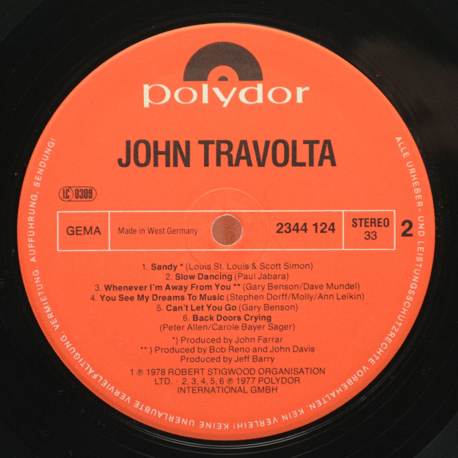 Виниловая пластинка John Travolta — John Travolta, 1978