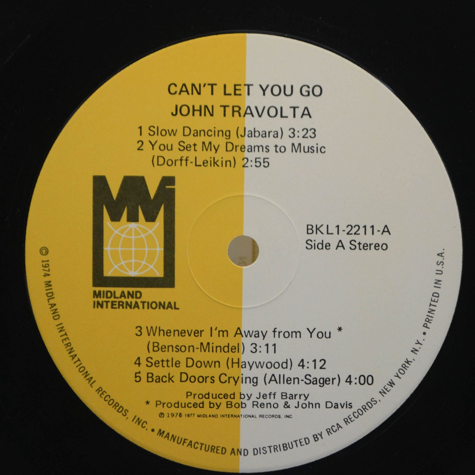 Виниловая пластинка John Travolta — Can't Let You Go, 1977
