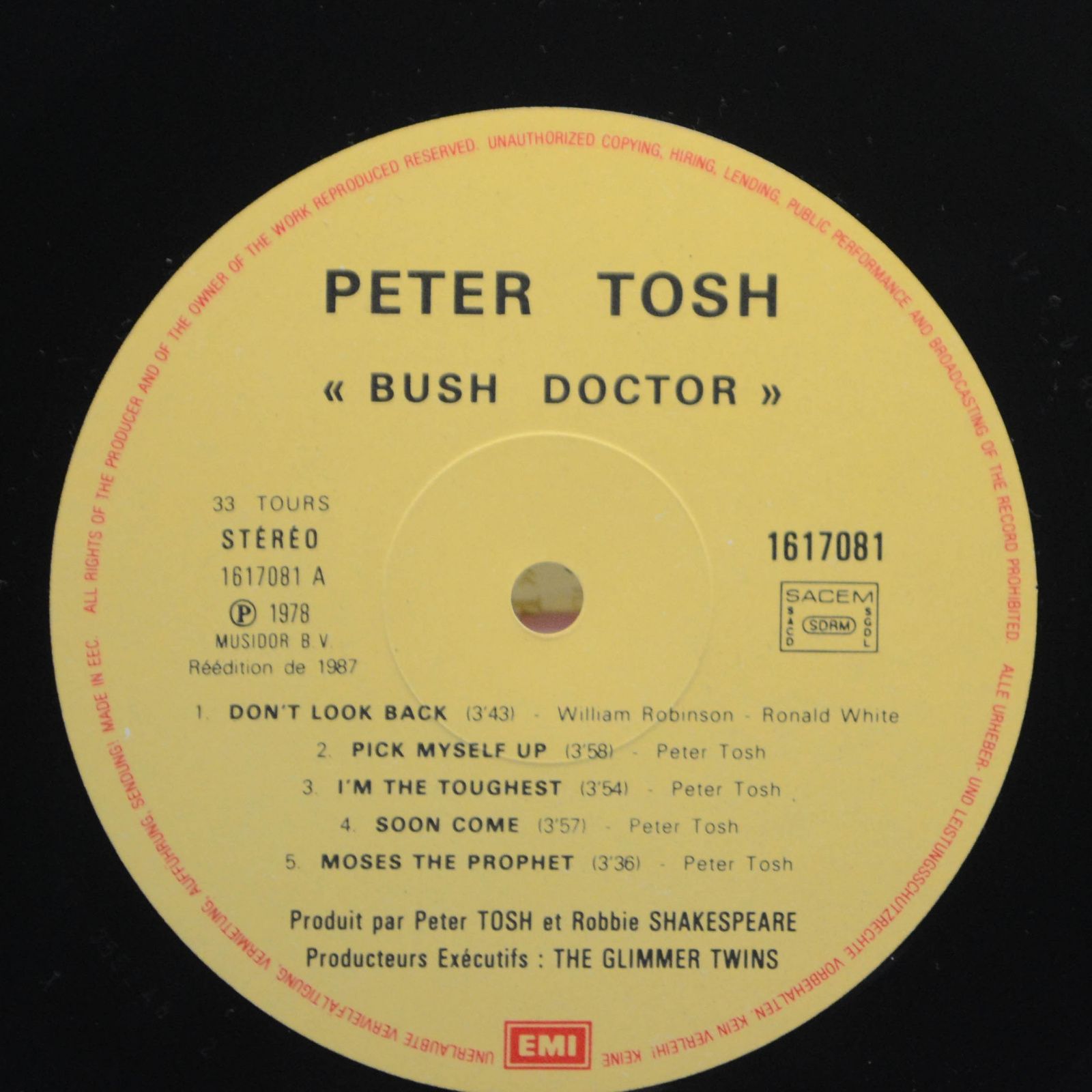 Виниловая пластинка Peter Tosh — Bush Doctor, 1987