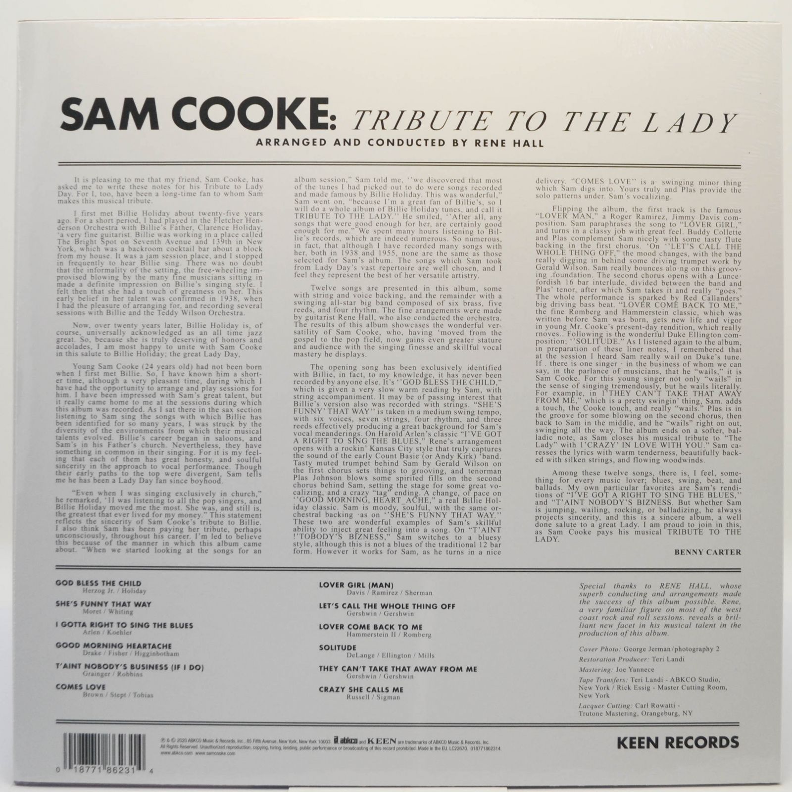 Виниловая пластинка Sam Cooke — Tribute To The Lady, 2020
