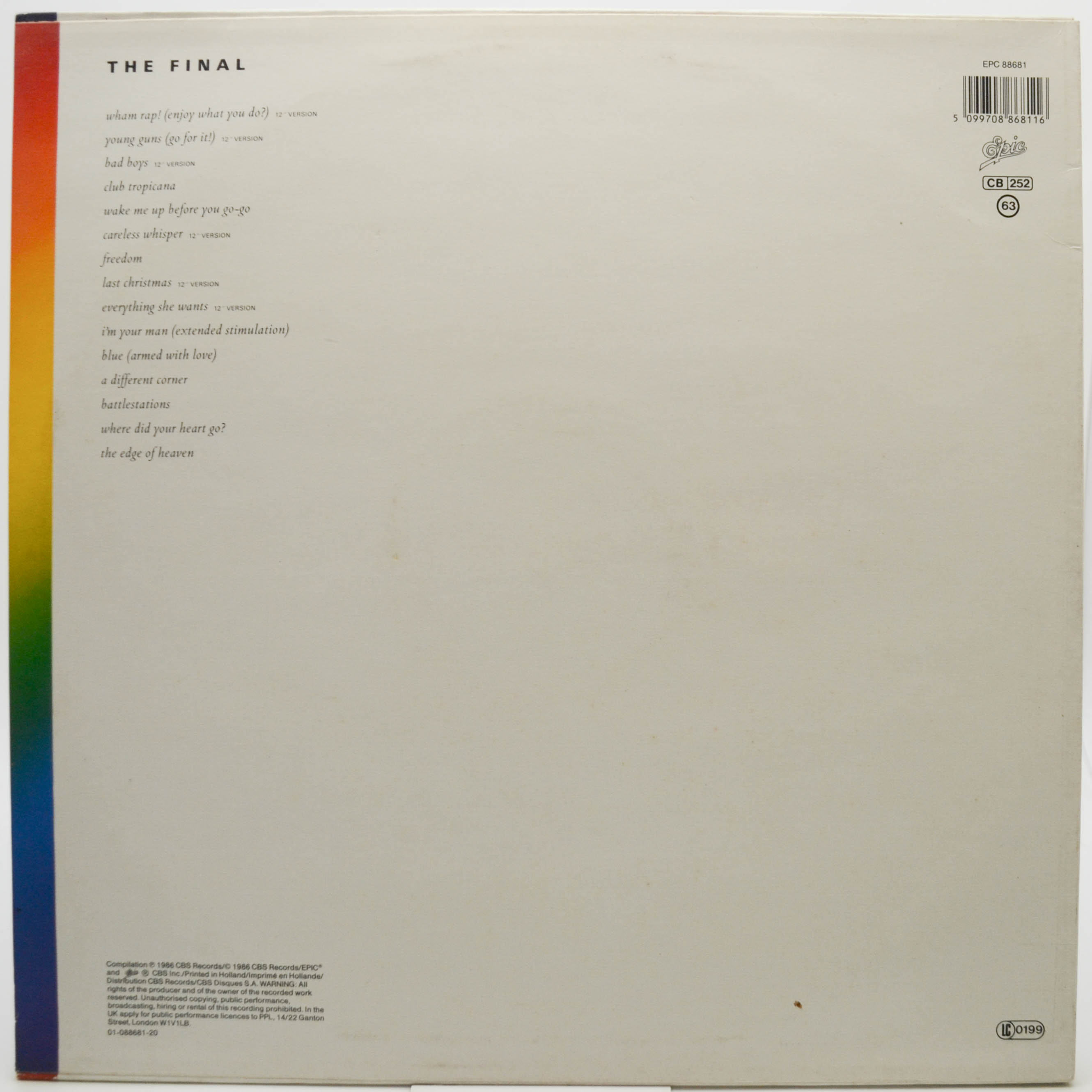 Виниловая пластинка Wham! — The Final (2LP), 1986