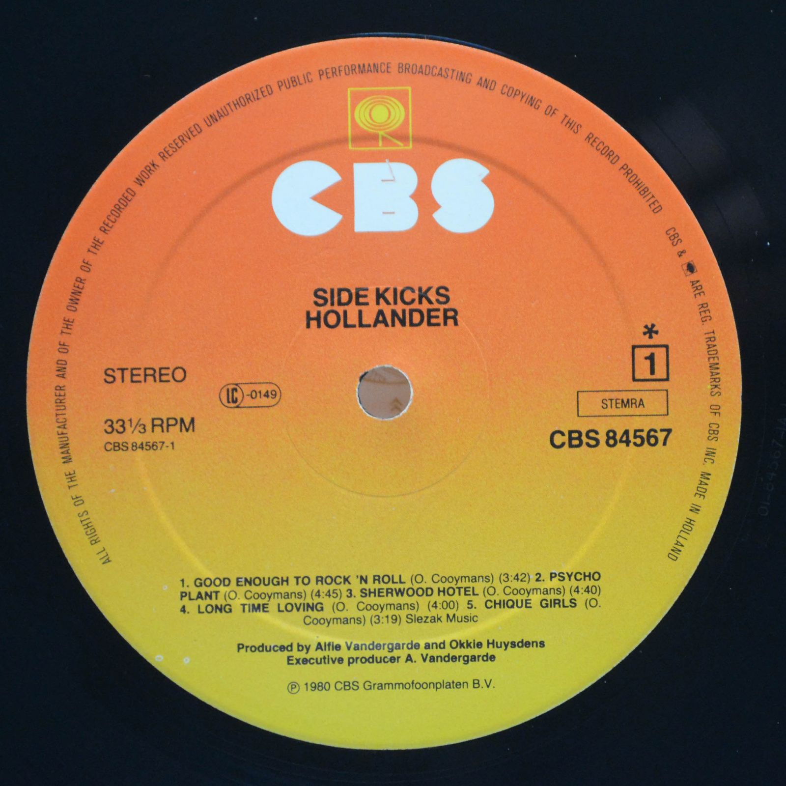 Виниловая пластинка Hollander — Side Kicks, 1980