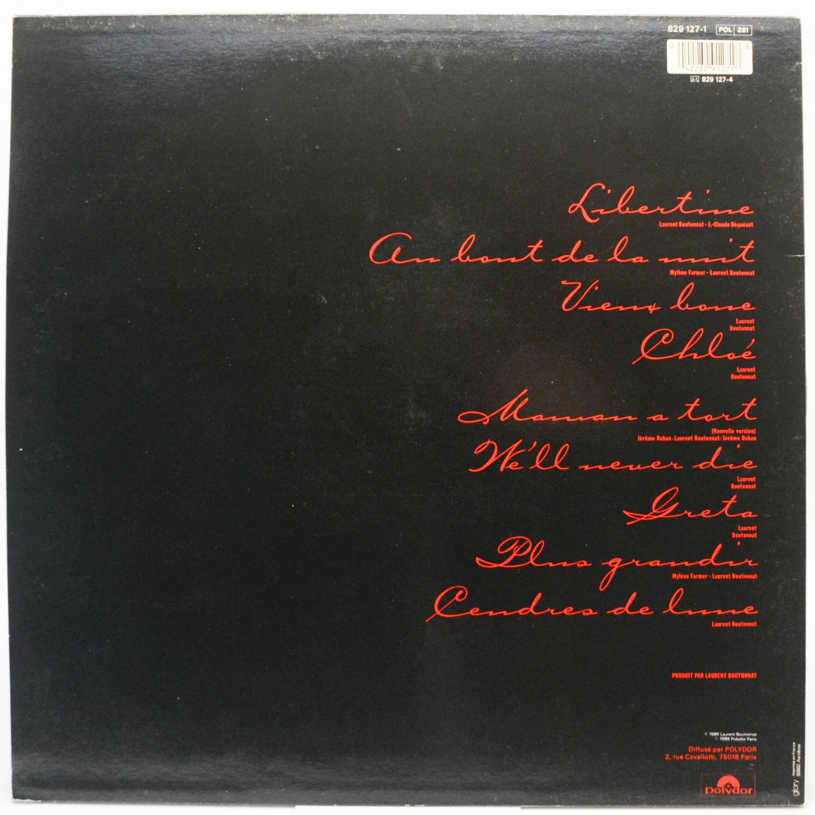 Mylène Farmer — Cendres De Lune (France), 1986