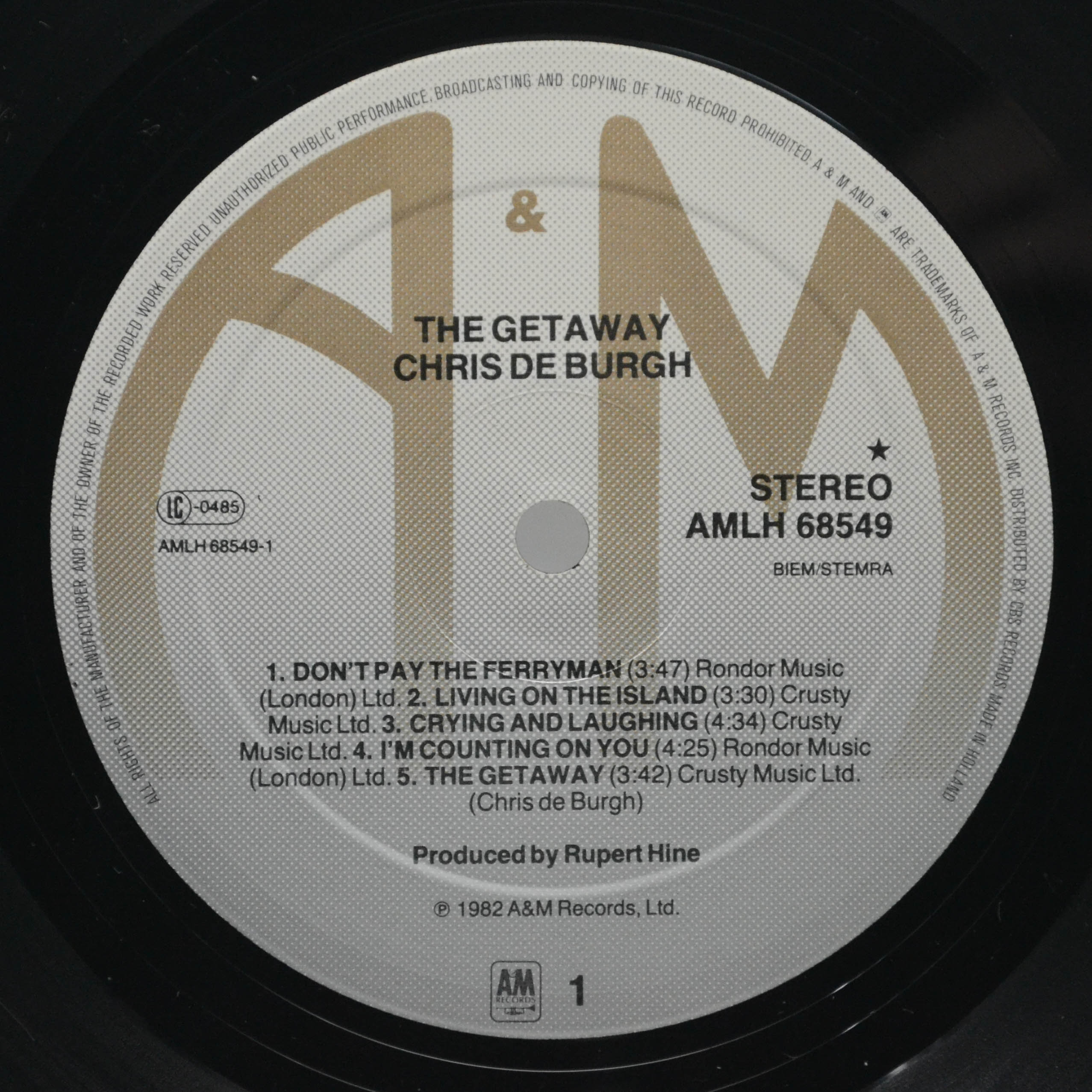 Виниловая пластинка Chris de Burgh — The Getaway, 1982