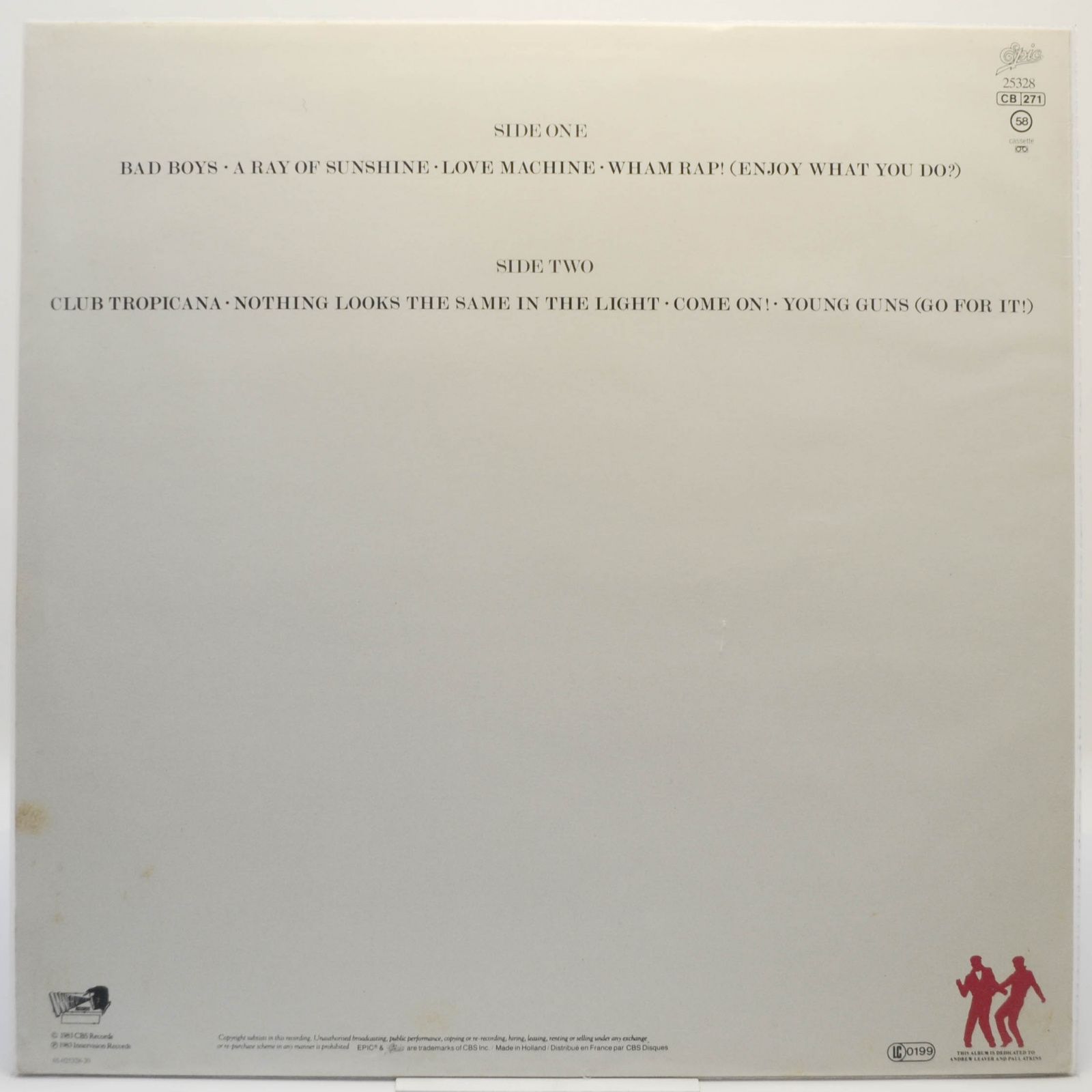 Виниловая пластинка Wham! — Fantastic, 1983
