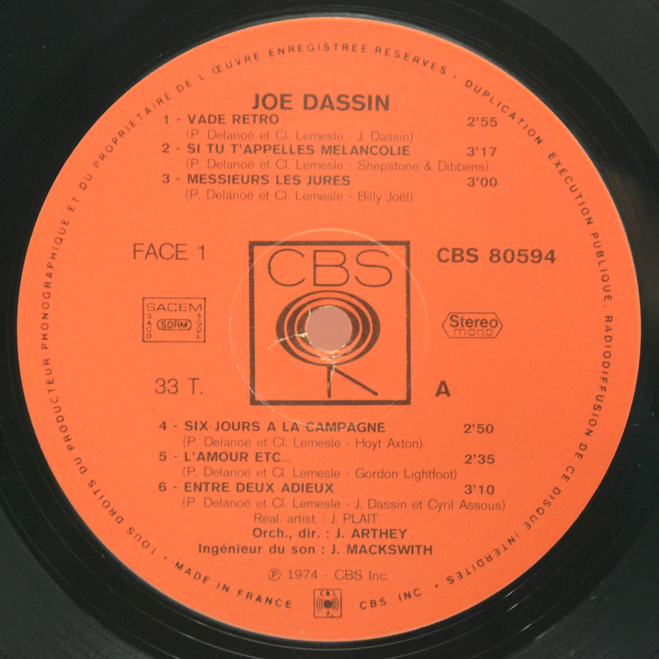 Joe Dassin — Joe Dassin (1-st, France), 1974